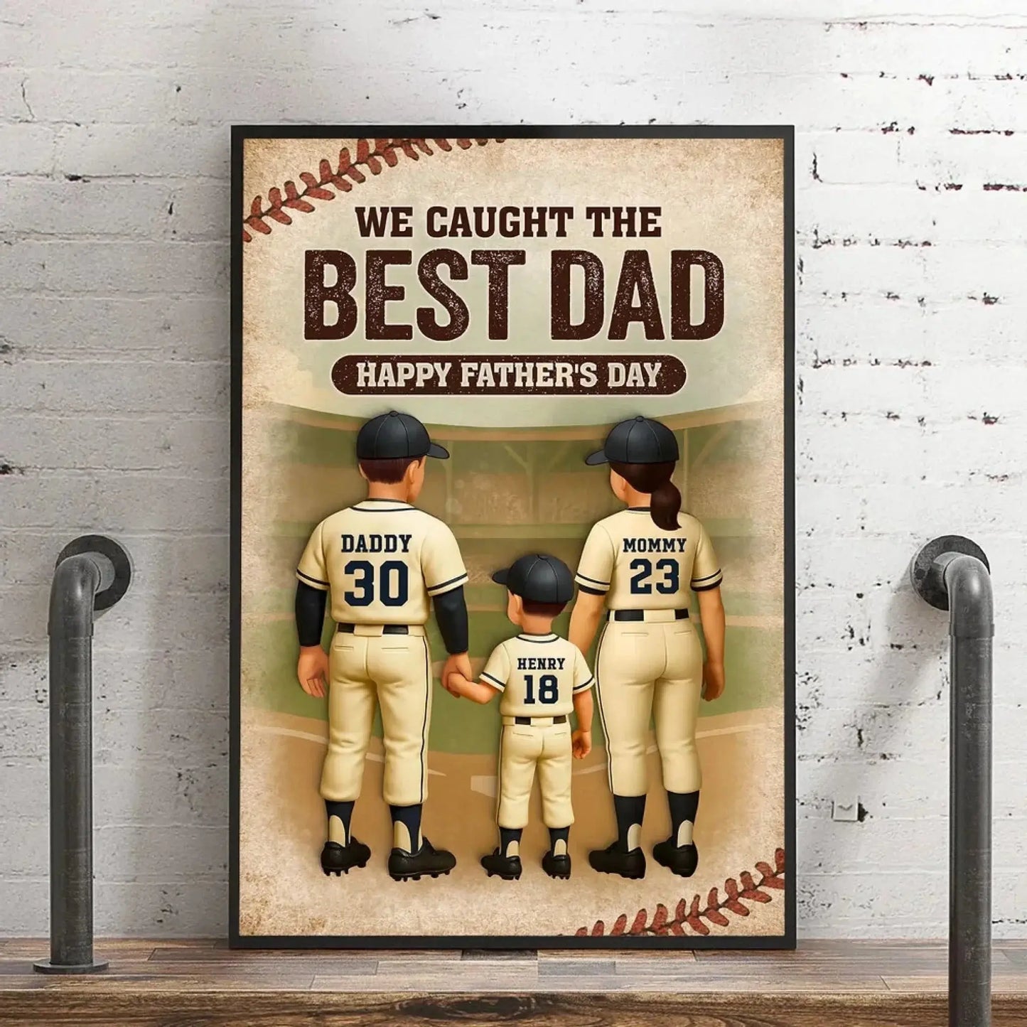 We Caught the Best Dad Baseball Personalized Poster, Fathers' Day Gift for Dad Ezcustomize