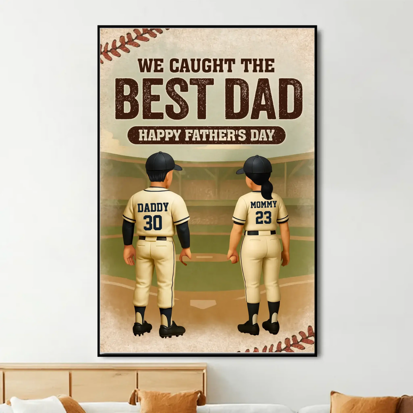 We Caught the Best Dad Baseball Personalized Poster, Fathers' Day Gift for Dad Ezcustomize