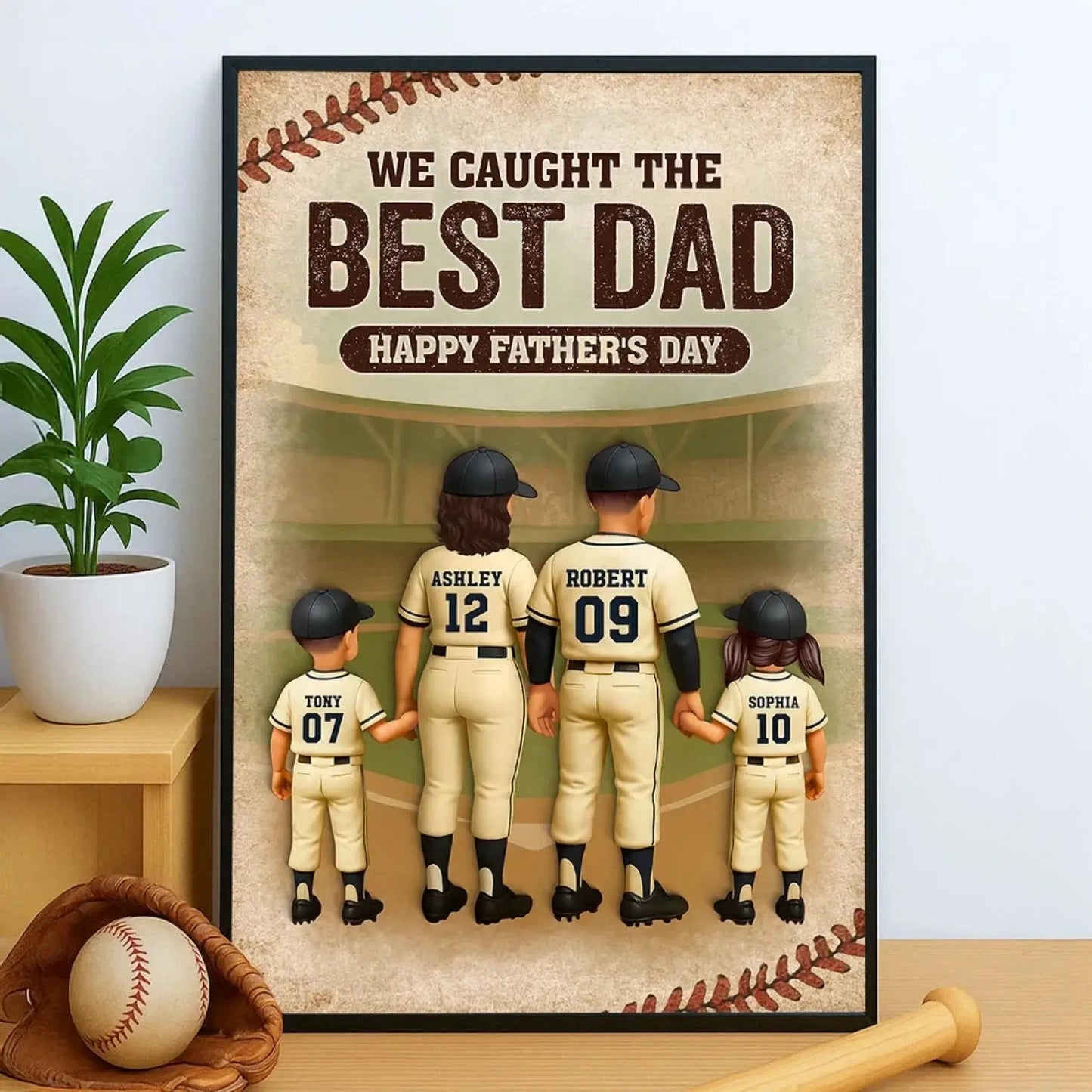 We Caught the Best Dad Baseball Personalized Poster, Fathers' Day Gift for Dad Ezcustomize