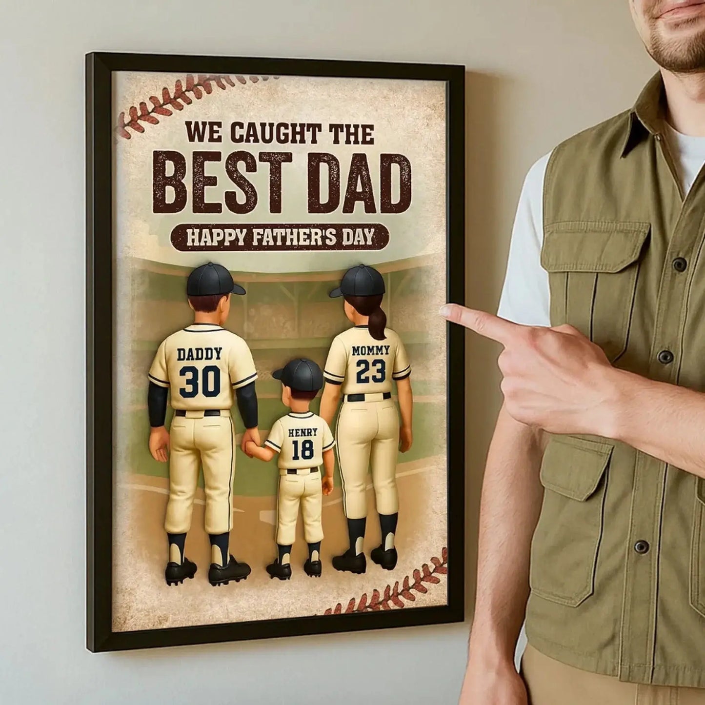 We Caught the Best Dad Baseball Personalized Poster, Fathers' Day Gift for Dad Ezcustomize