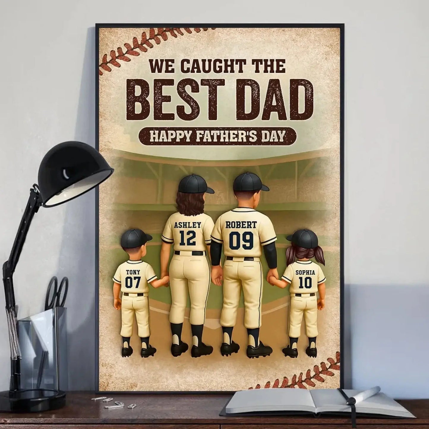 We Caught the Best Dad Baseball Personalized Poster, Fathers' Day Gift for Dad Ezcustomize