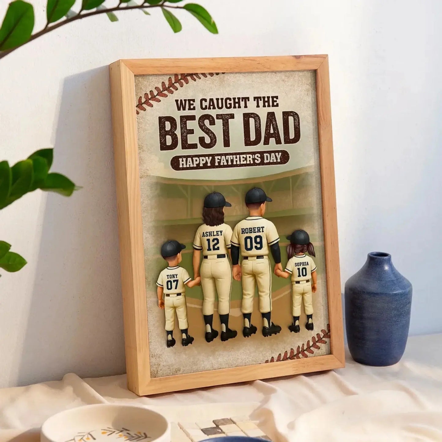 We Caught the Best Dad Baseball Personalized Poster, Fathers' Day Gift for Dad Ezcustomize