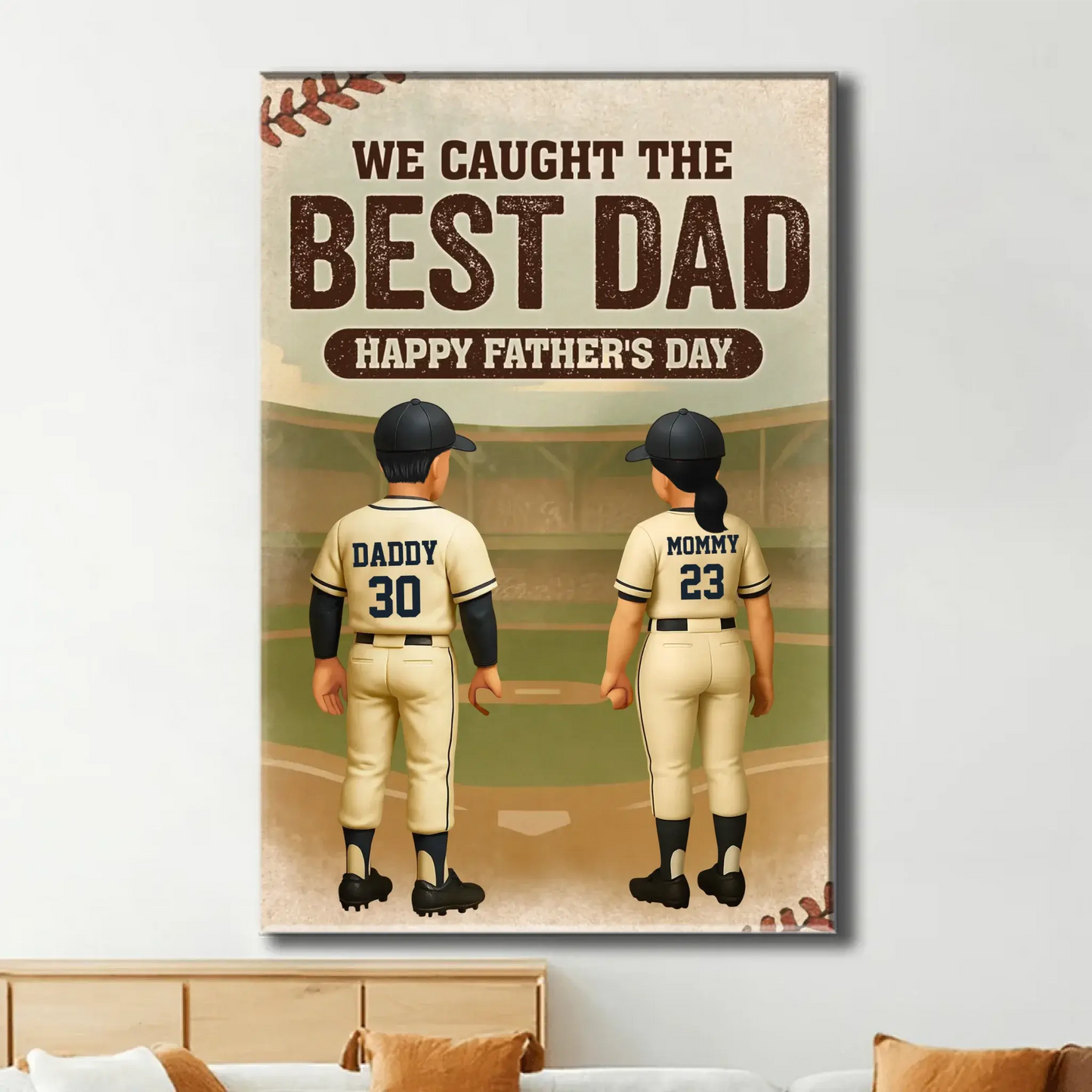 We Caught the Best Dad Baseball Personalized Poster, Fathers' Day Gift for Dad Ezcustomize