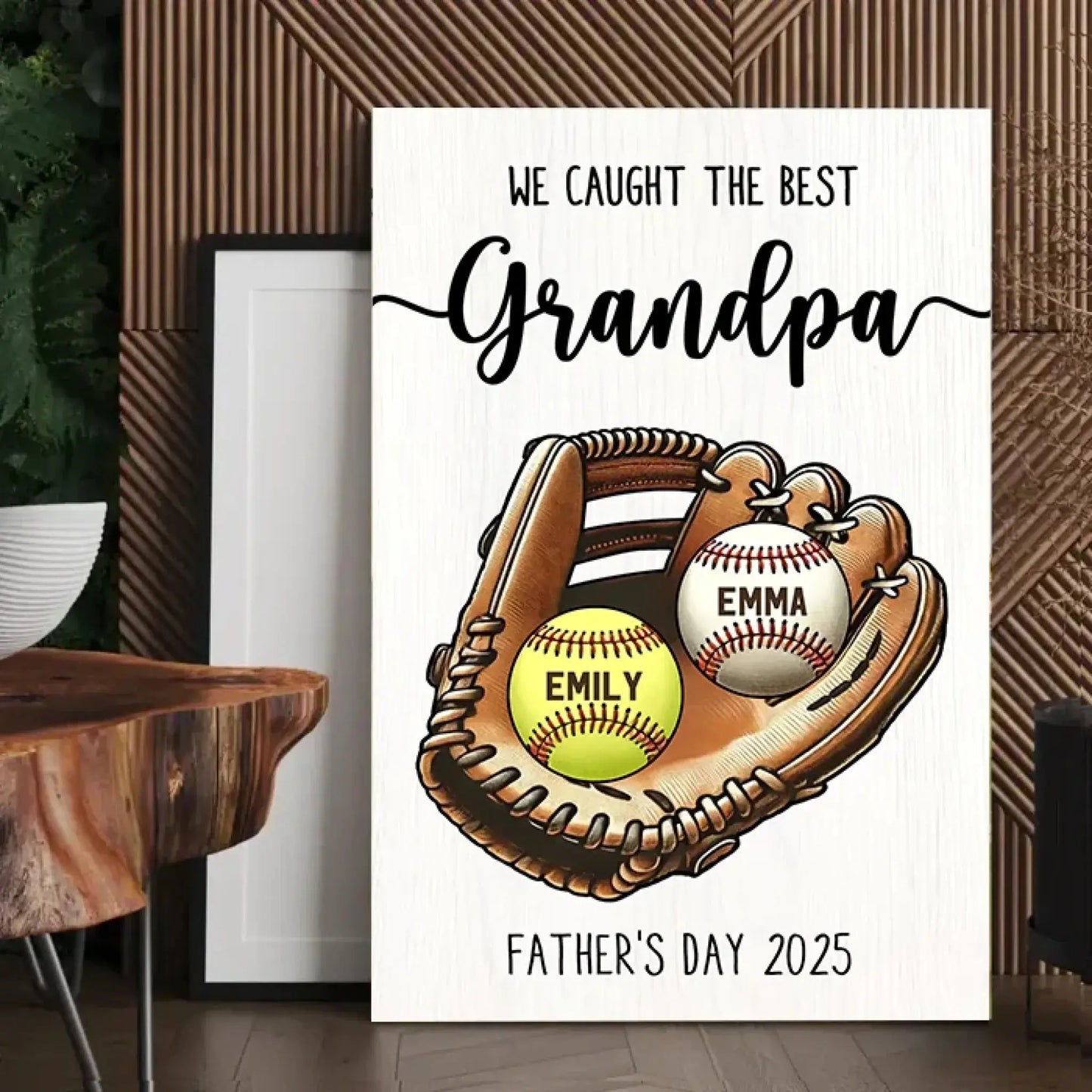 We Caught the Best Dad/Grandpa Art – Personalized Baseball/Softball Poster/Canvas – Custom Father’s Day Gift from Kids or Wife Ezcustomize