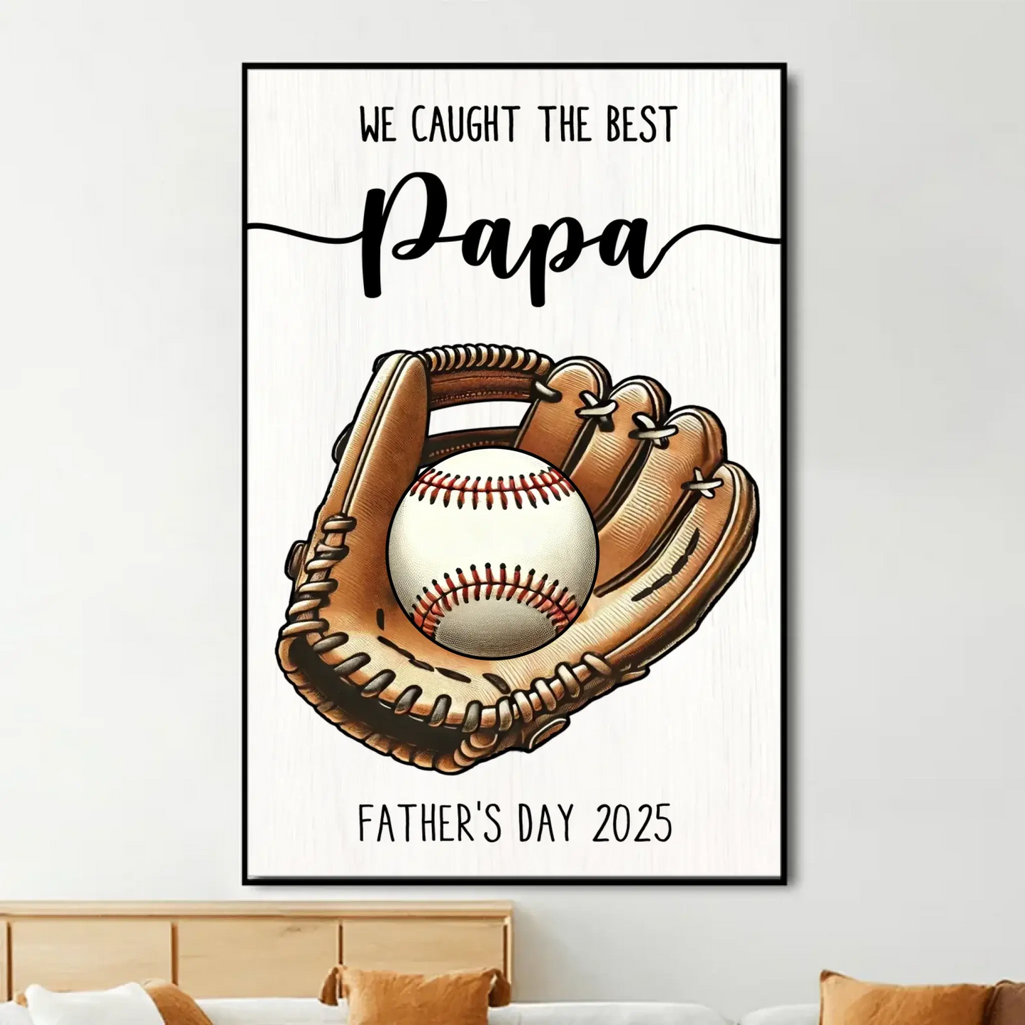 We Caught the Best Dad/Grandpa Art – Personalized Baseball/Softball Poster/Canvas – Custom Father’s Day Gift from Kids or Wife Ezcustomize
