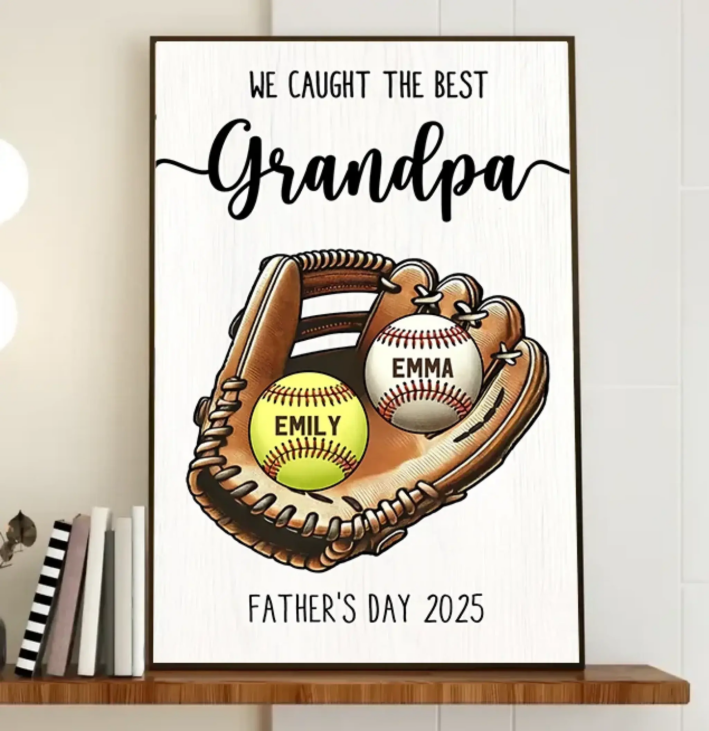 We Caught the Best Dad/Grandpa Art – Personalized Baseball/Softball Poster/Canvas – Custom Father’s Day Gift from Kids or Wife Ezcustomize