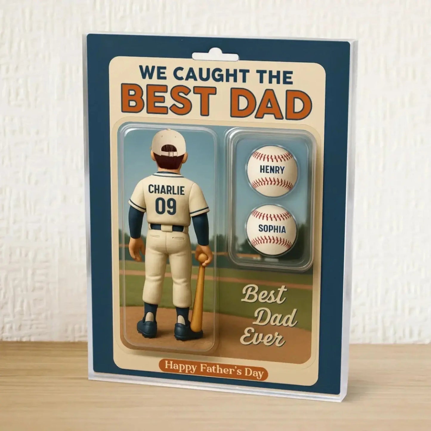 We Caught the Best Dad/Grandpa Cartoon Figure – Personalized Baseball Lover Acrylic Block Plaque – Custom Father’s Day Gift Ezcustomize