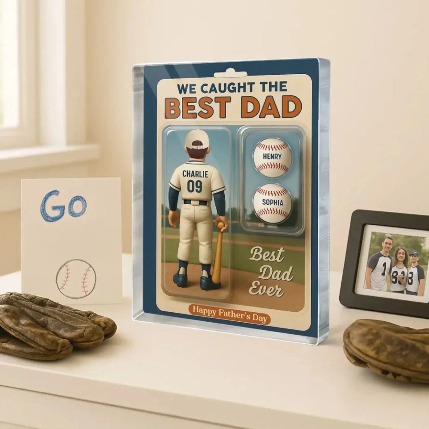 We Caught the Best Dad/Grandpa Cartoon Figure – Personalized Baseball Lover Acrylic Block Plaque – Custom Father’s Day Gift Ezcustomize