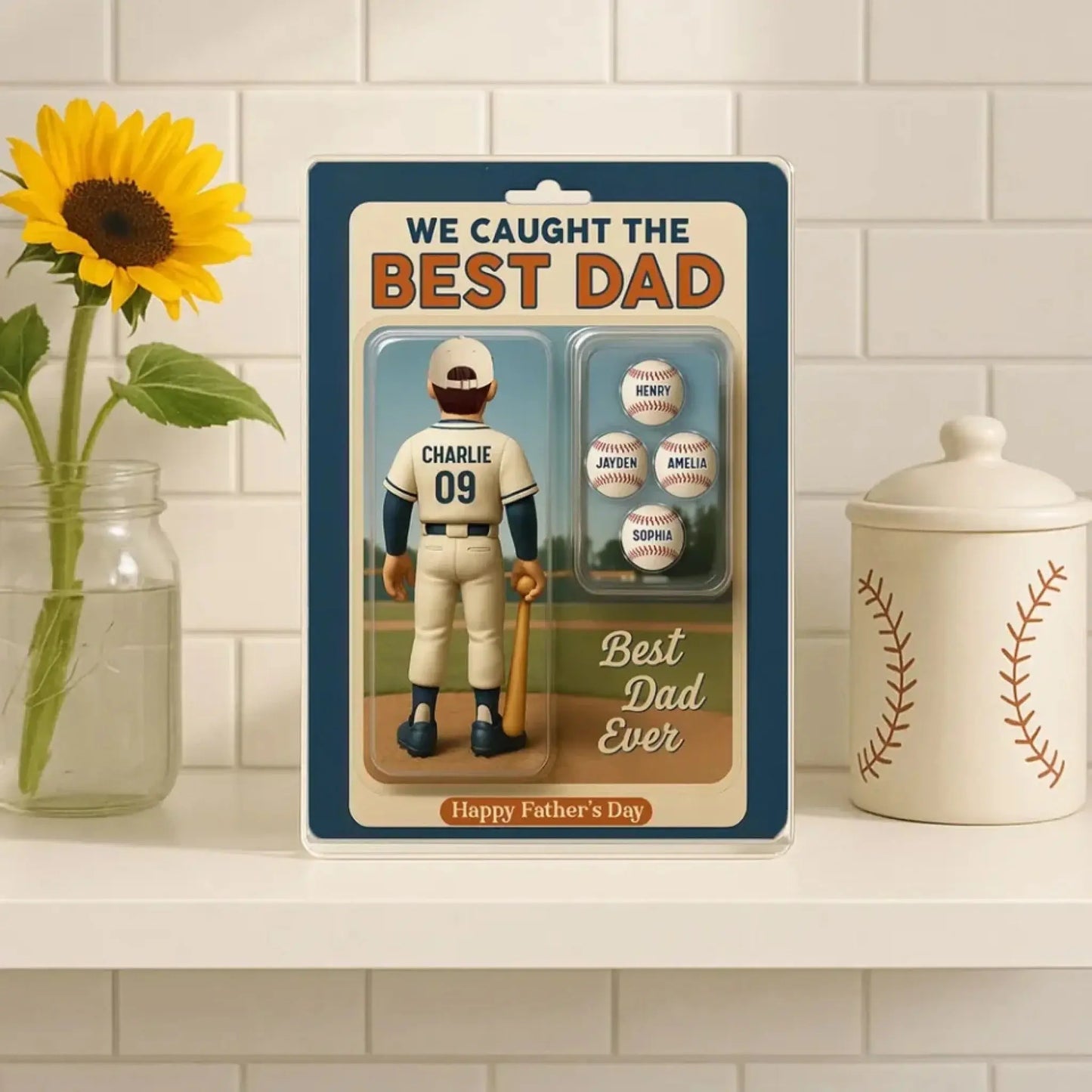 We Caught the Best Dad/Grandpa Cartoon Figure – Personalized Baseball Lover Acrylic Block Plaque – Custom Father’s Day Gift Ezcustomize