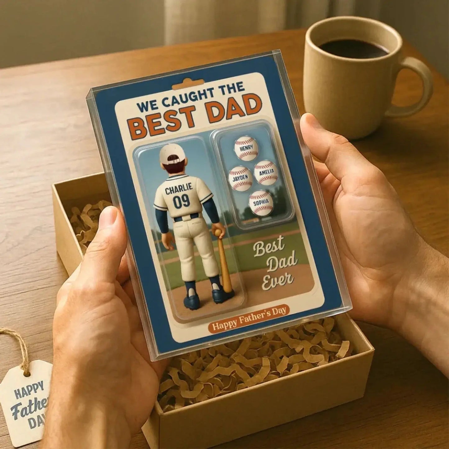 We Caught the Best Dad/Grandpa Cartoon Figure – Personalized Baseball Lover Acrylic Block Plaque – Custom Father’s Day Gift Ezcustomize
