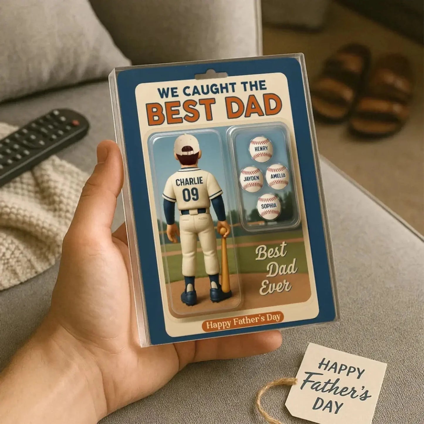 We Caught the Best Dad/Grandpa Cartoon Figure – Personalized Baseball Lover Acrylic Block Plaque – Custom Father’s Day Gift Ezcustomize
