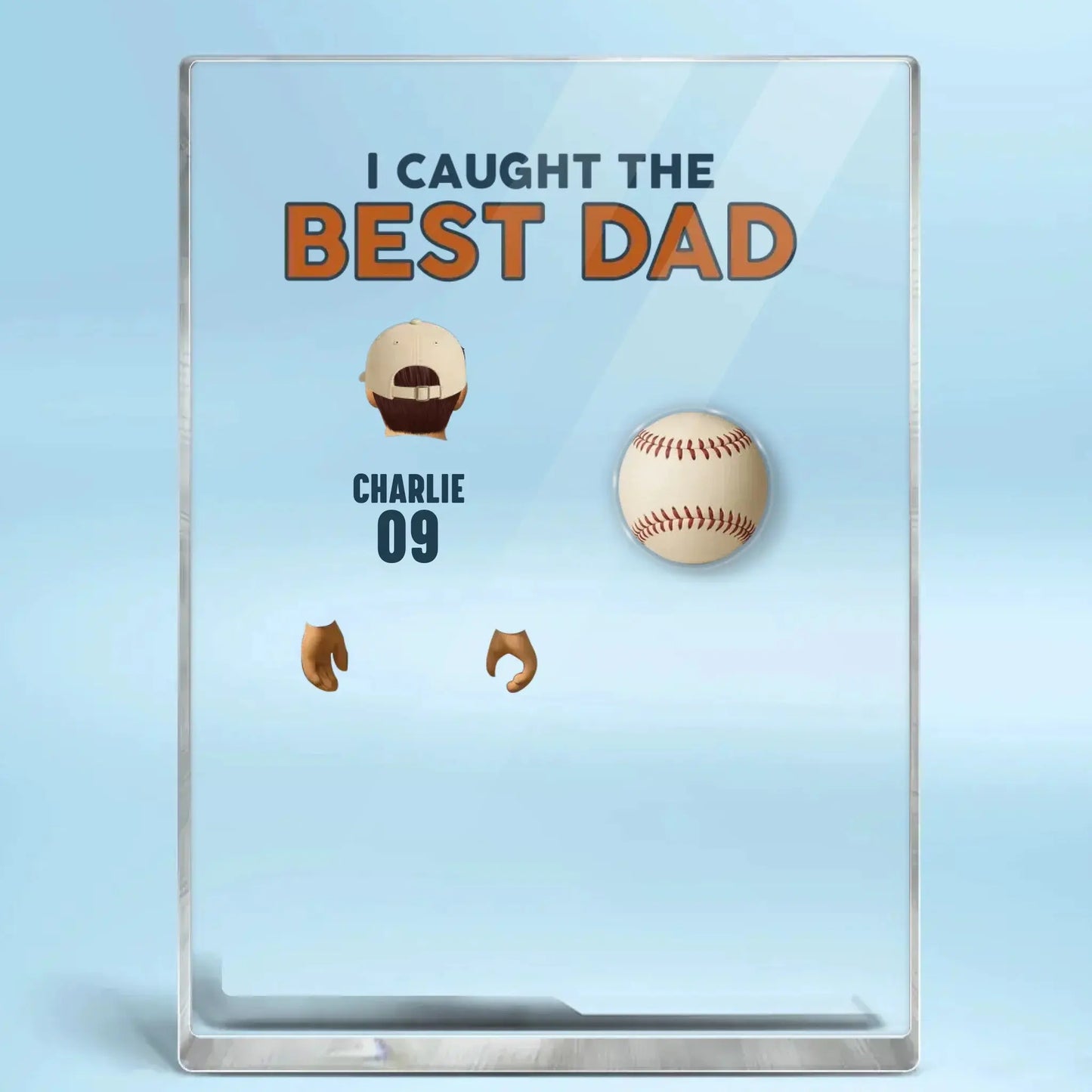 We Caught the Best Dad/Grandpa Cartoon Figure – Personalized Baseball Lover Acrylic Block Plaque – Custom Father’s Day Gift Ezcustomize