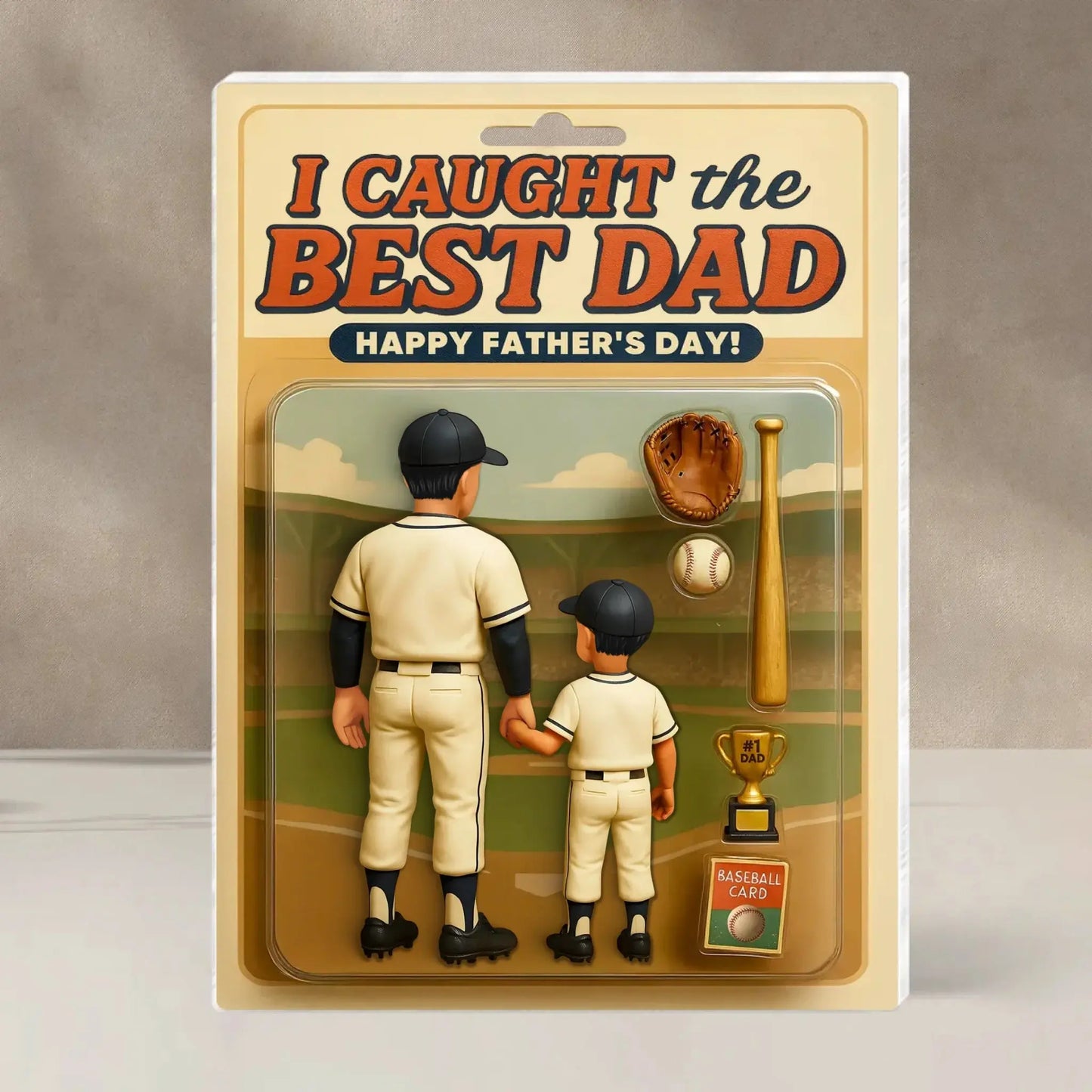 We Caught the Best Dad Plaque – Personalized Baseball/Softball Acrylic Block with Custom Figure – Father’s Day Gift for Dad or Husband Ezcustomize