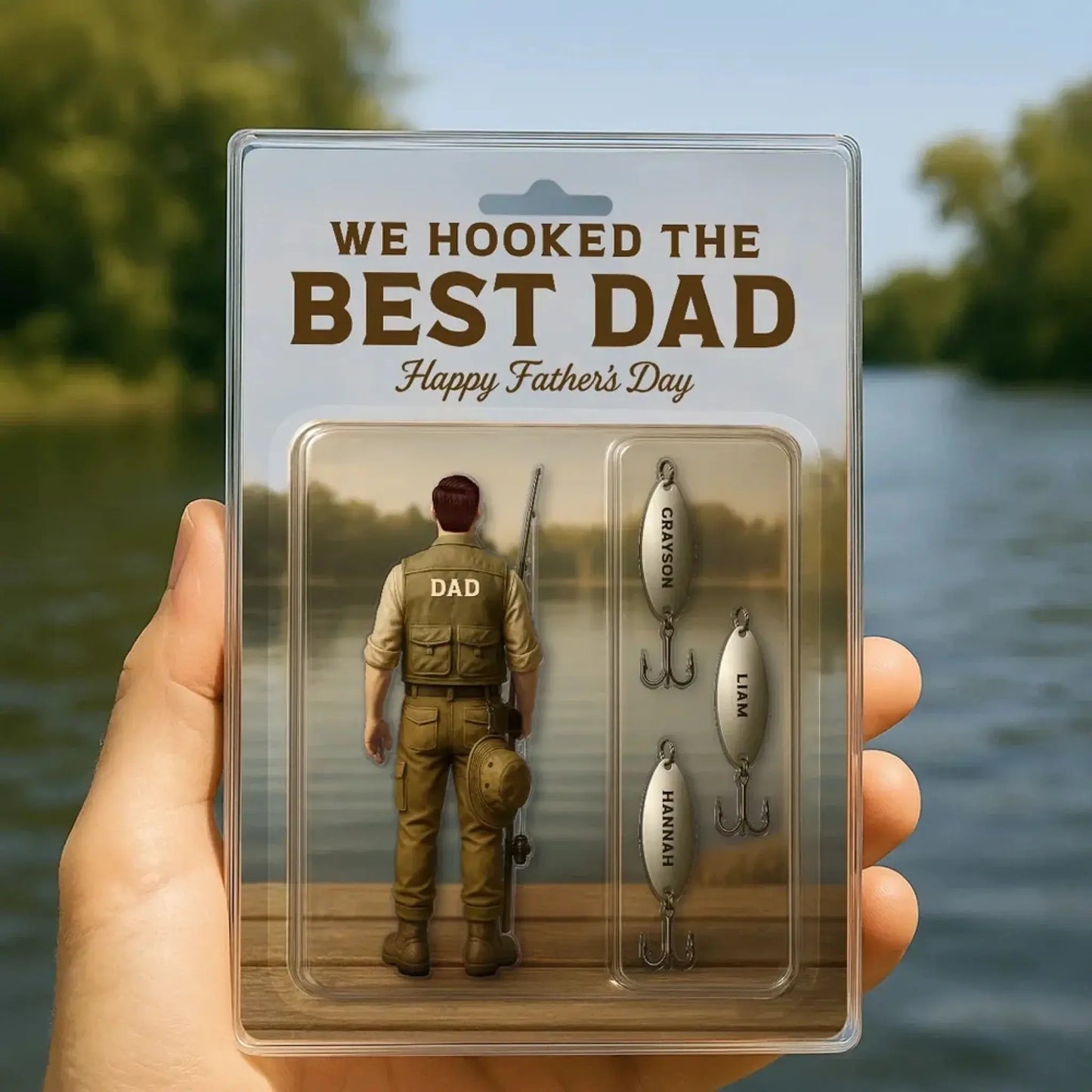 We Hooked The Best Dad – Custom Fishing Acrylic Plaque – Personalized Father’s Day Gift for Dad, Husband, Grandpa Ezcustomize