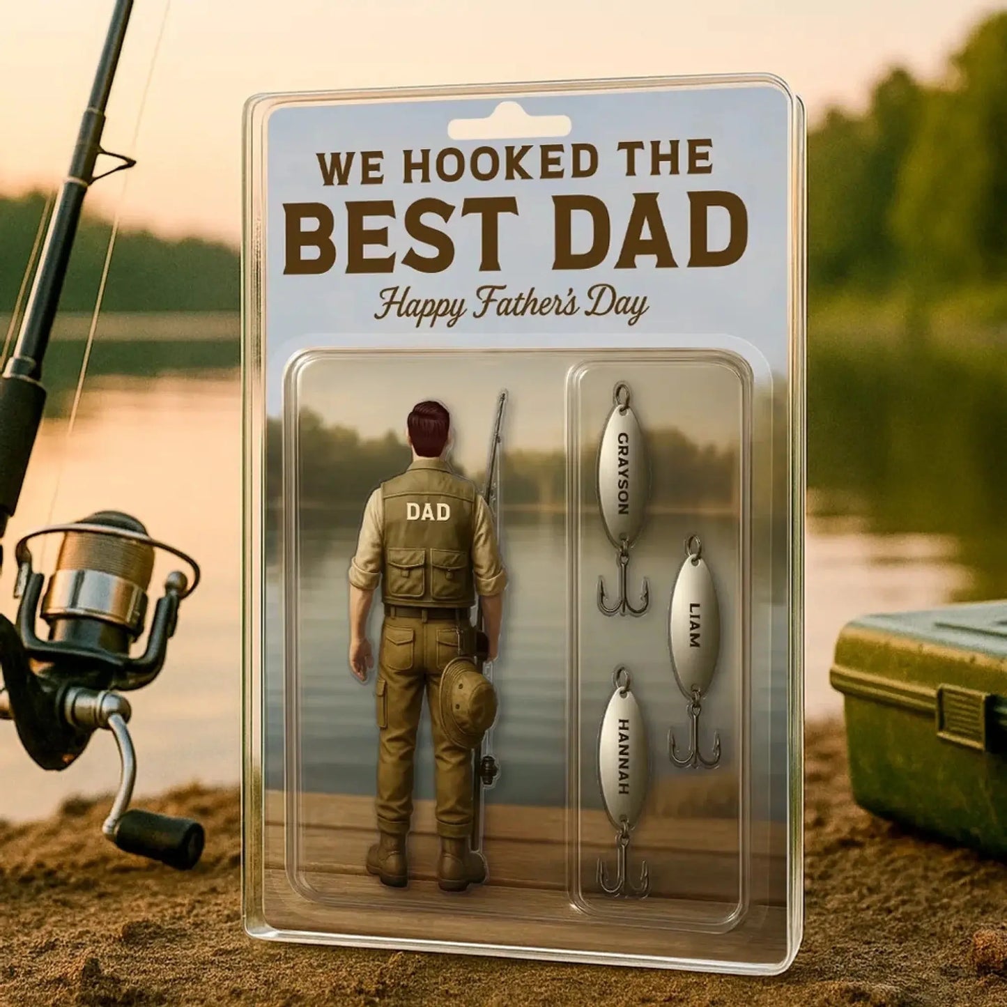 We Hooked The Best Dad – Custom Fishing Acrylic Plaque – Personalized Father’s Day Gift for Dad, Husband, Grandpa Ezcustomize