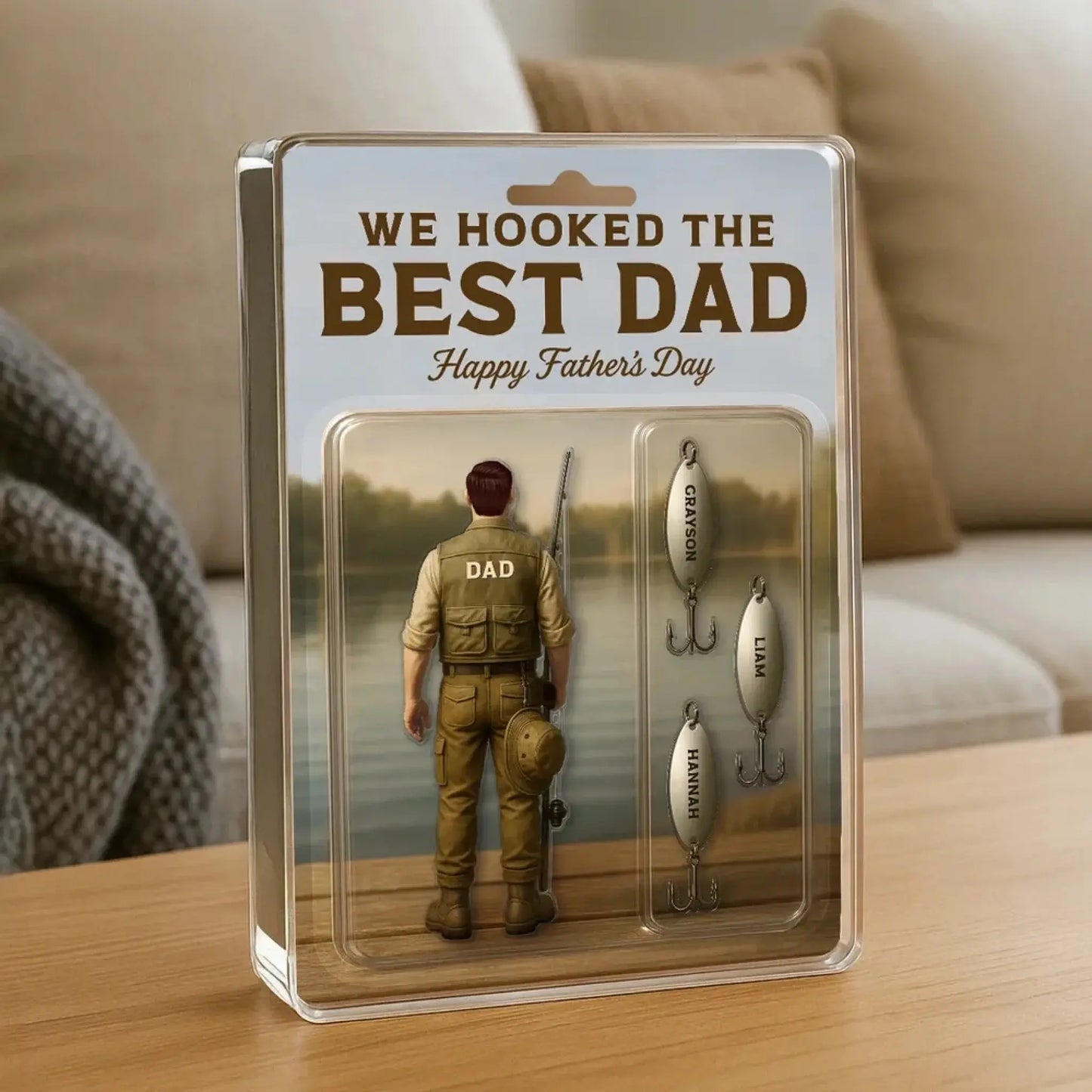 We Hooked The Best Dad – Custom Fishing Acrylic Plaque – Personalized Father’s Day Gift for Dad, Husband, Grandpa Ezcustomize