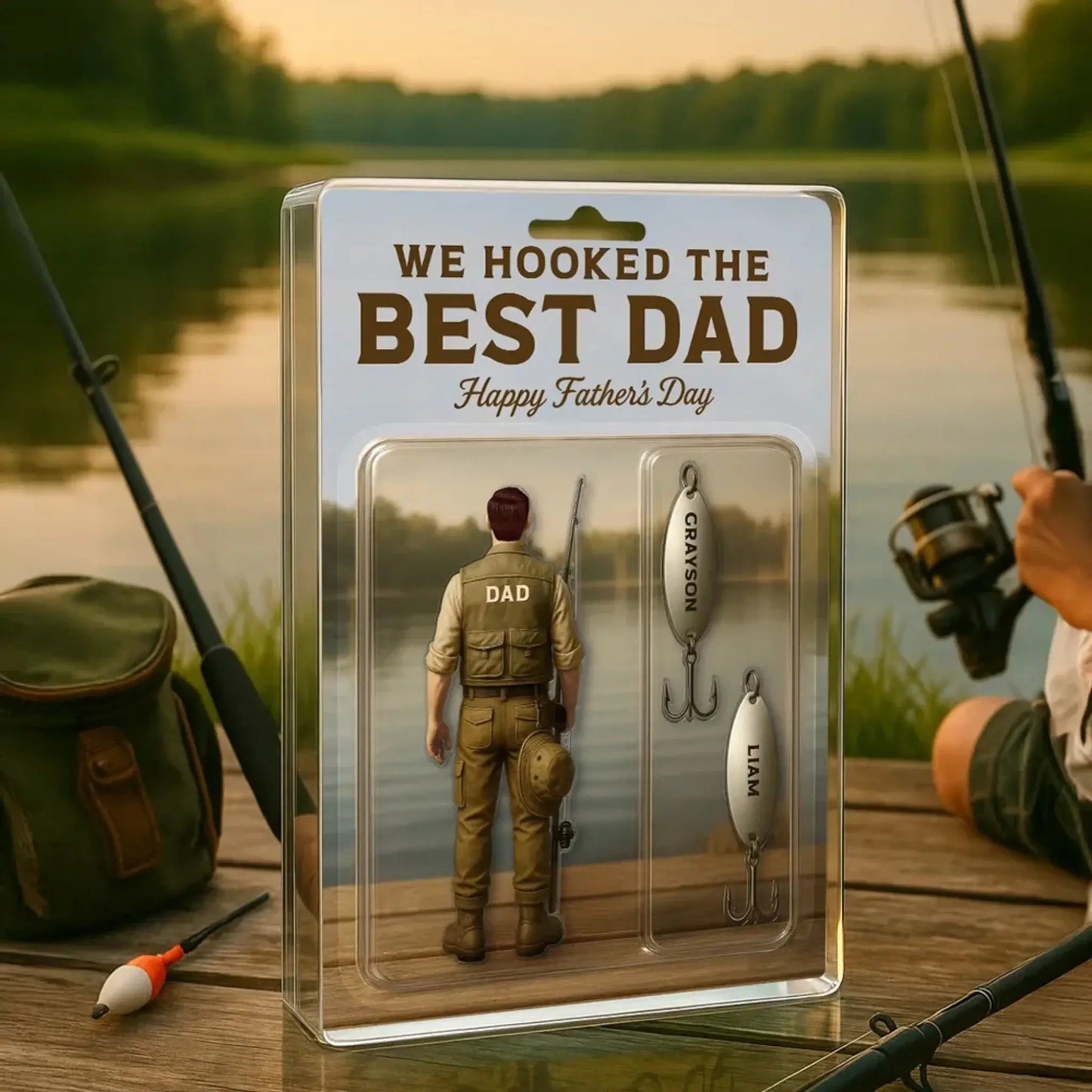 We Hooked The Best Dad – Custom Fishing Acrylic Plaque – Personalized Father’s Day Gift for Dad, Husband, Grandpa Ezcustomize