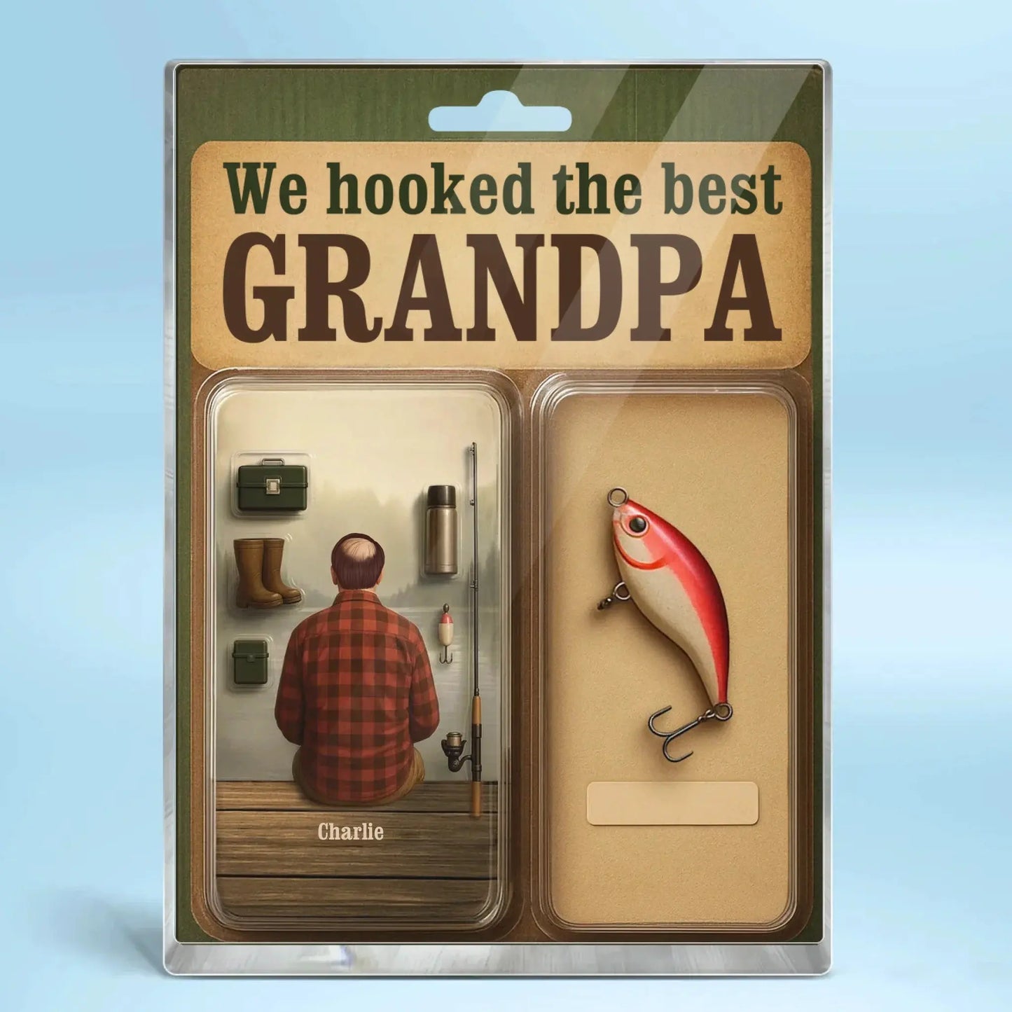 We Hooked the Best Dad or Grandpa – Personalized Acrylic Block Plaque – Realistic Figure Style Fishing Gift for Him Ezcustomize