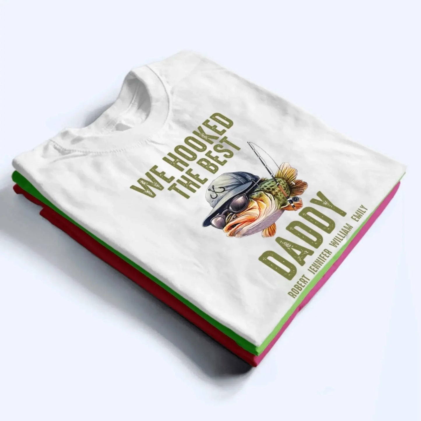 We Hooked the Best Daddy Shirt – Personalized Fishing T-Shirt – Custom Father’s Day Gift for Dad, Papa, Grandpa, or Dada Ezcustomize