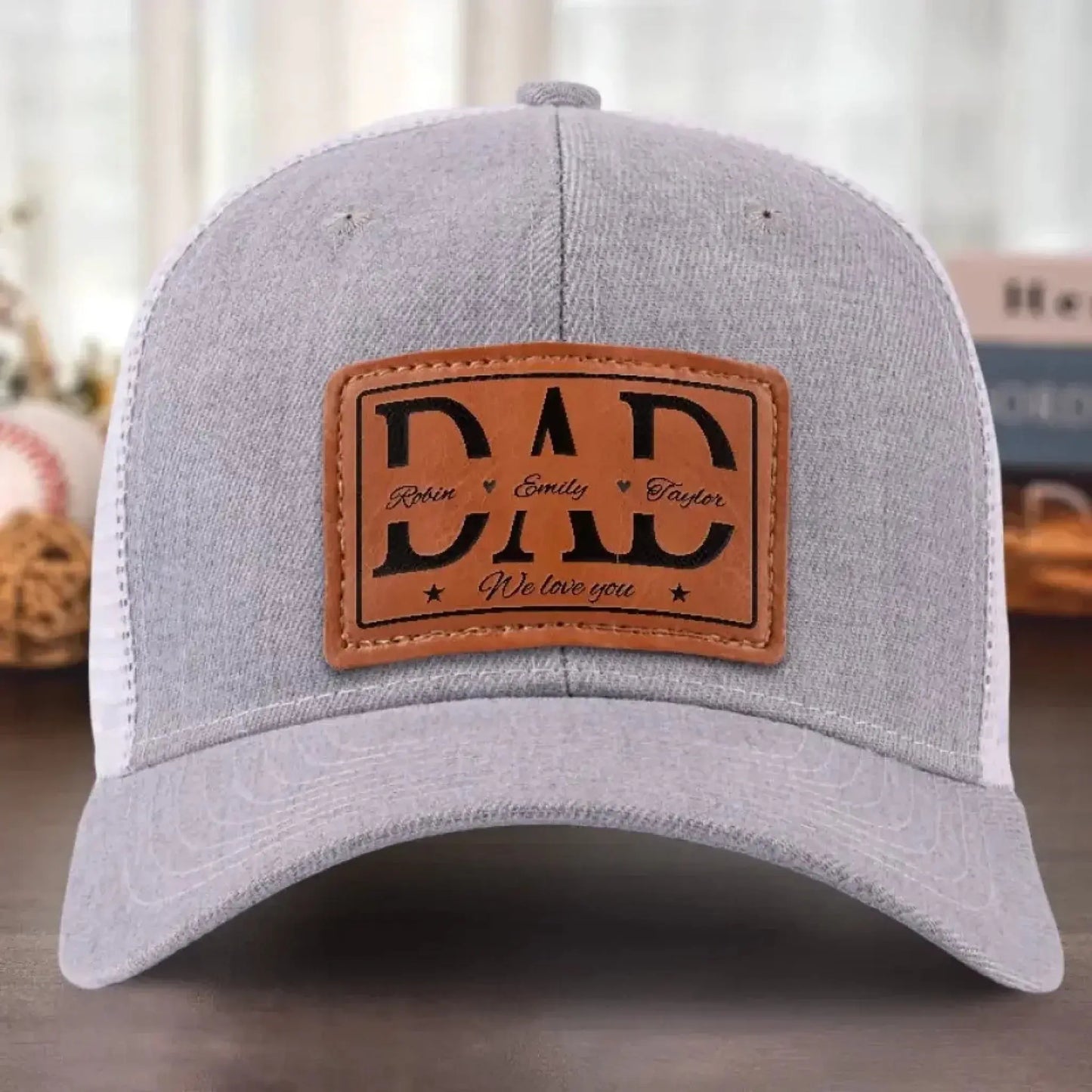 We Love You Dad - Personalized Leather Patch Hat - Custom Gift for Father, Grandpa Ezcustomize