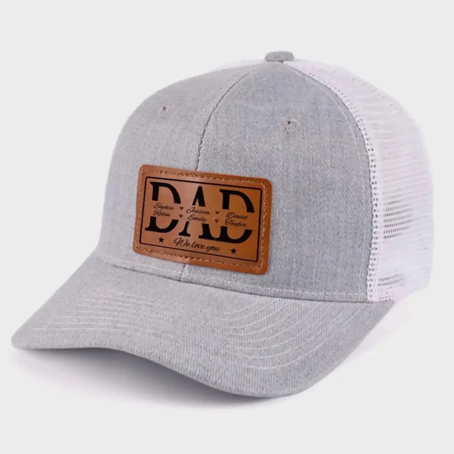 We Love You Dad - Personalized Leather Patch Hat - Custom Gift for Father, Grandpa Ezcustomize