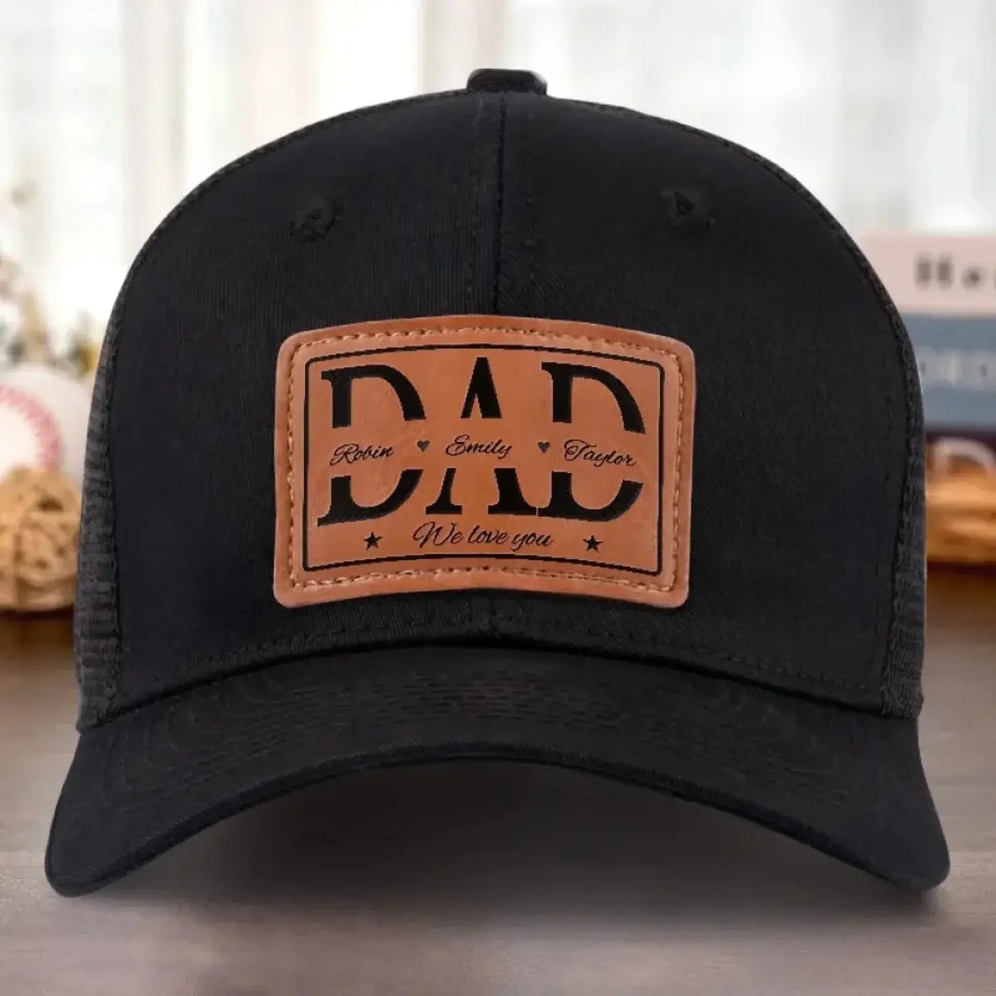 We Love You Dad - Personalized Leather Patch Hat - Custom Gift for Father, Grandpa Ezcustomize