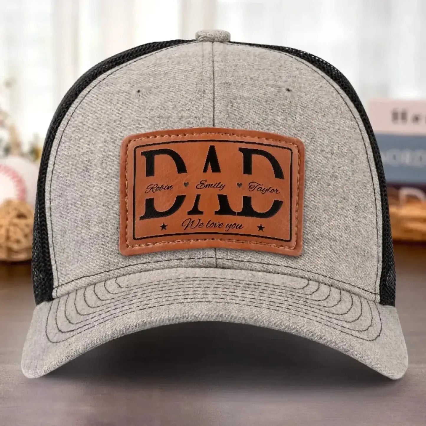 We Love You Dad - Personalized Leather Patch Hat - Custom Gift for Father, Grandpa Ezcustomize