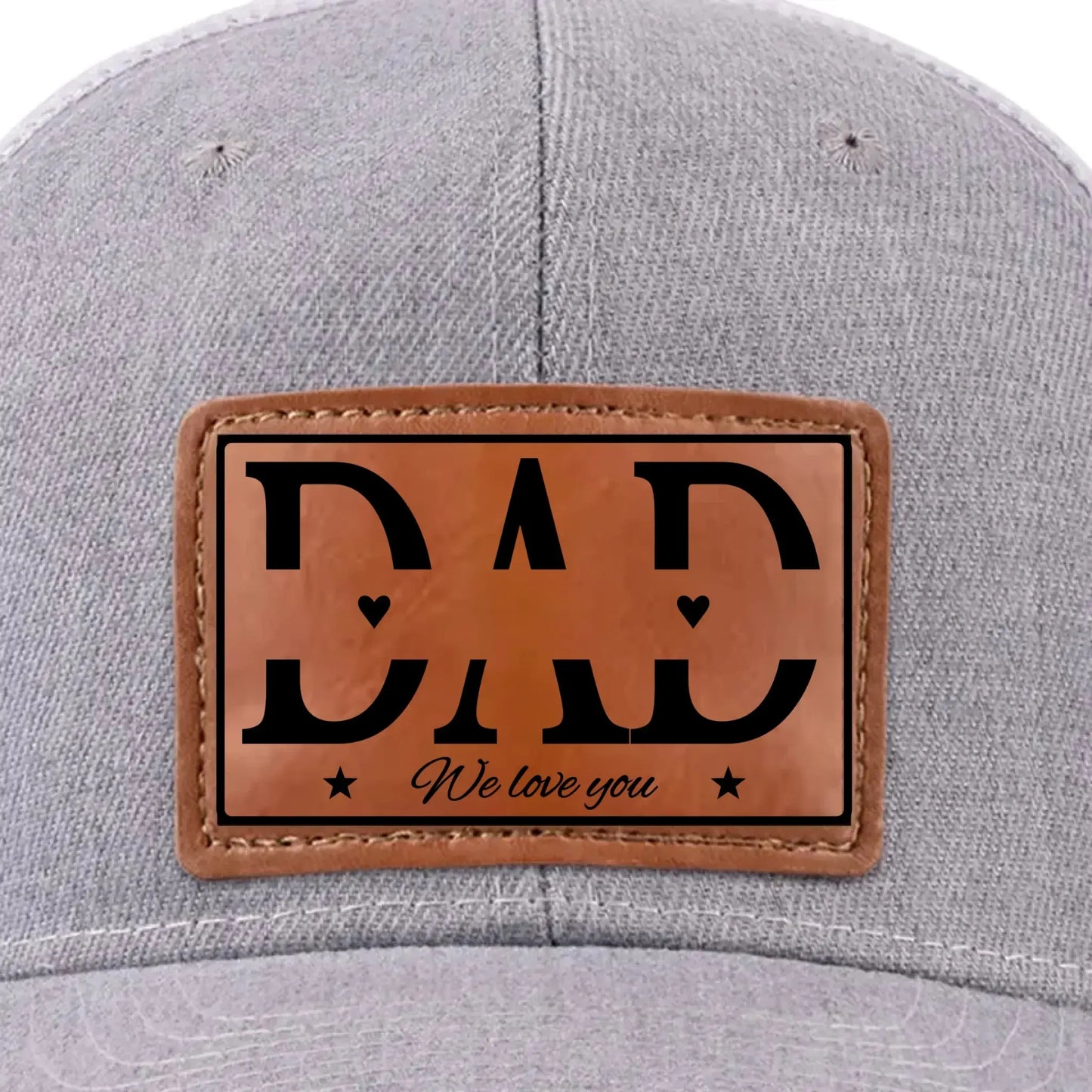 We Love You Dad - Personalized Leather Patch Hat - Custom Gift for Father, Grandpa Ezcustomize