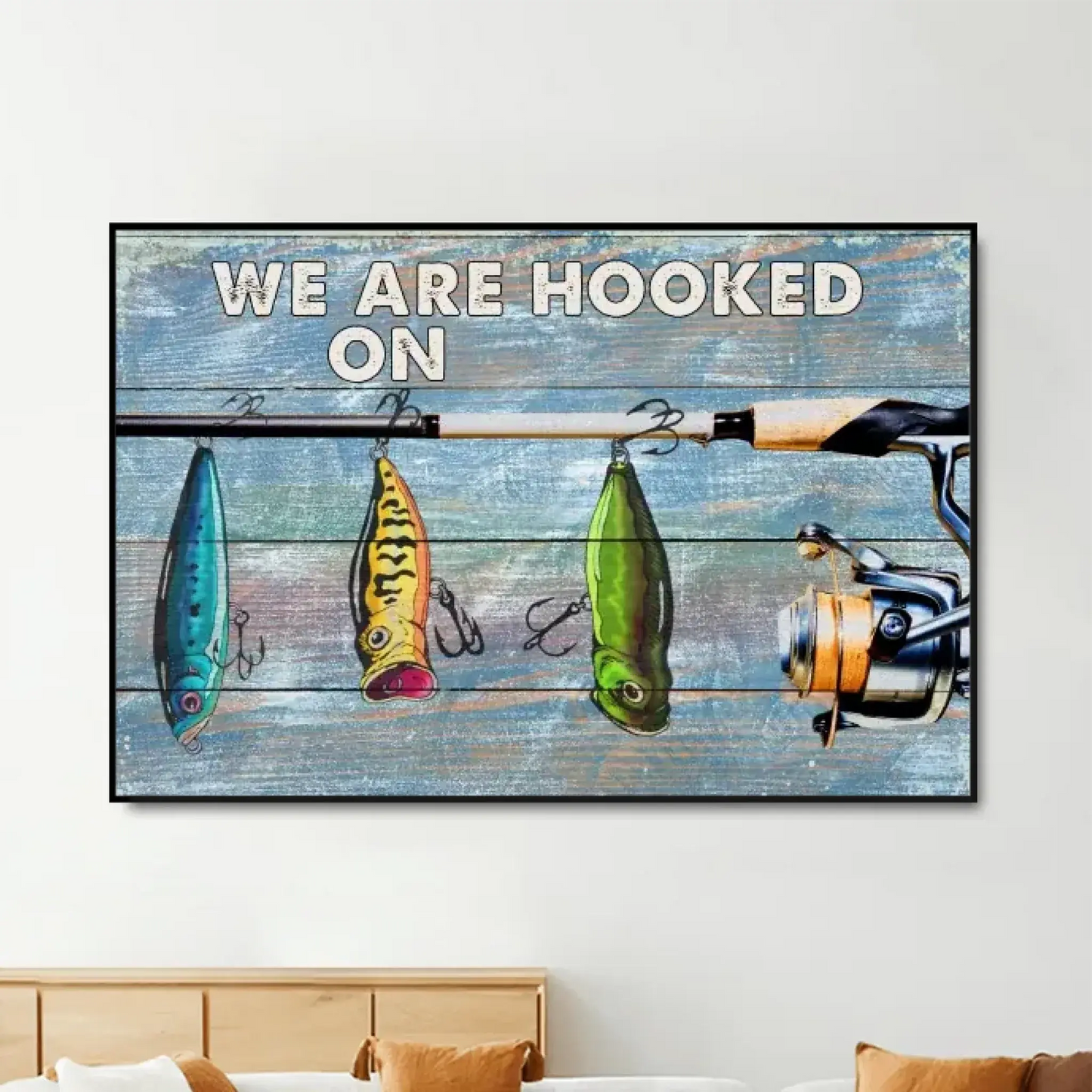 We’re Hooked on Daddy Fishing - Dad Fishing Personalized – Personalized Poster/Canvas – Custom Father’s Day Gift for Dad or Grandpa Ezcustomize
