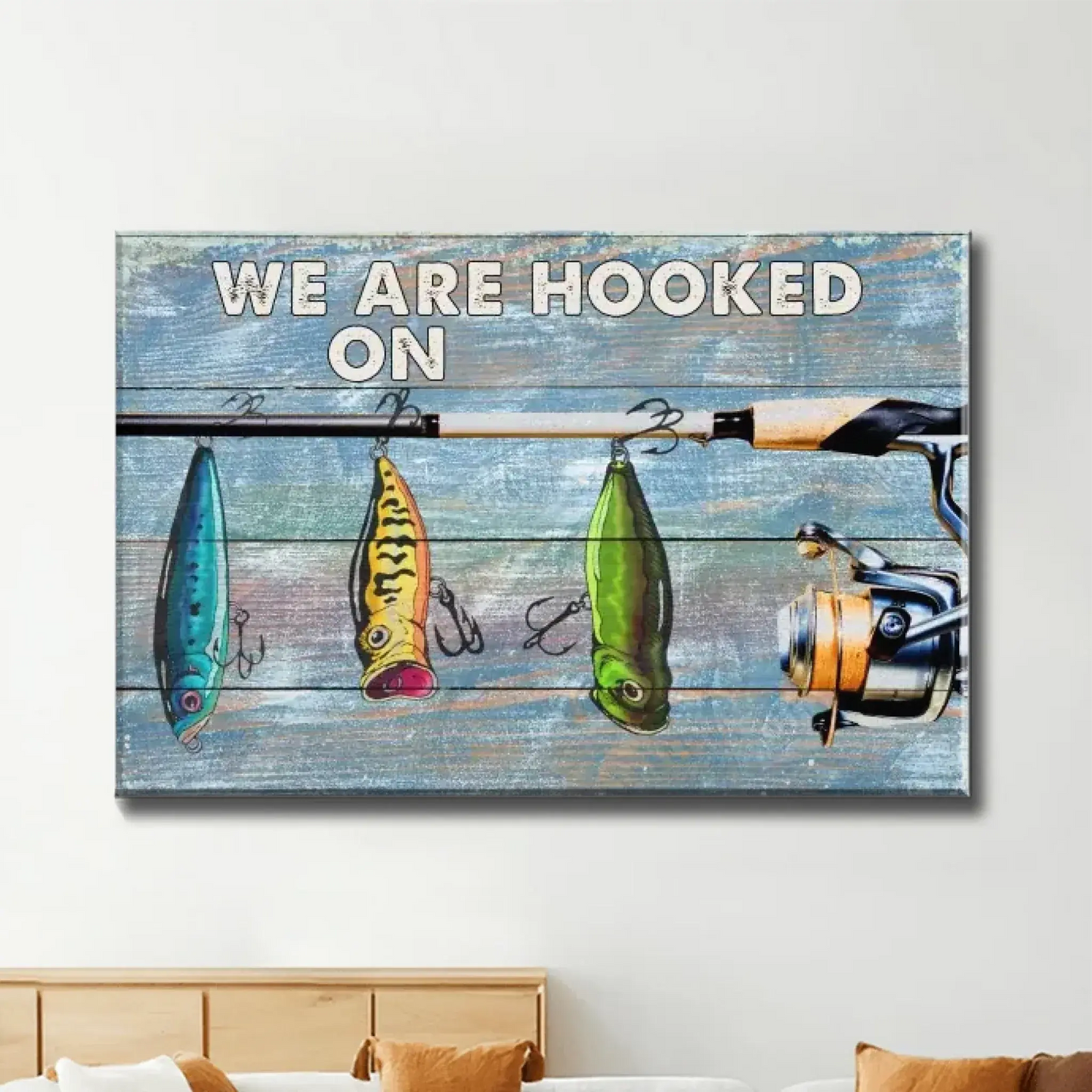 We’re Hooked on Daddy Fishing - Dad Fishing Personalized – Personalized Poster/Canvas – Custom Father’s Day Gift for Dad or Grandpa Ezcustomize