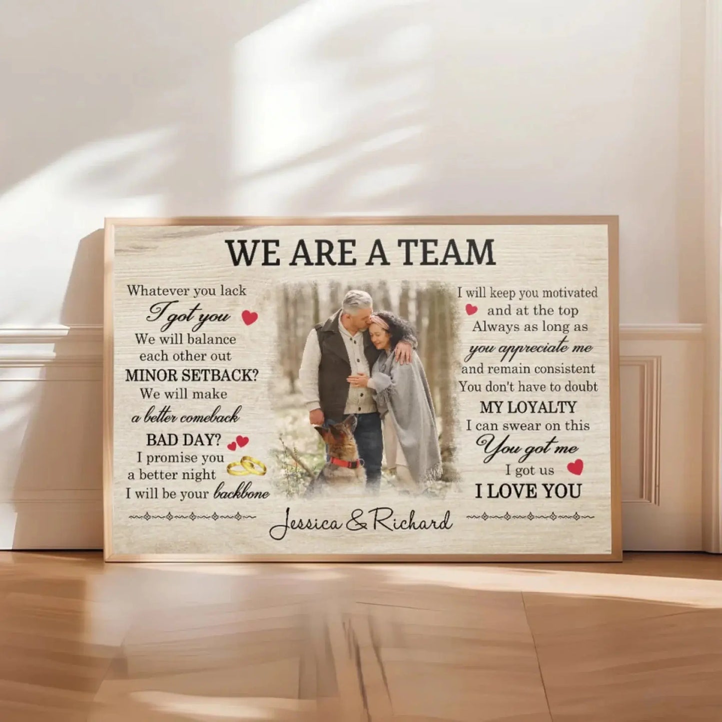 We're a Team Art – Personalized Poster/Canvas – Custom Photo Gift for Couples & Anniversaries Ezcustomize