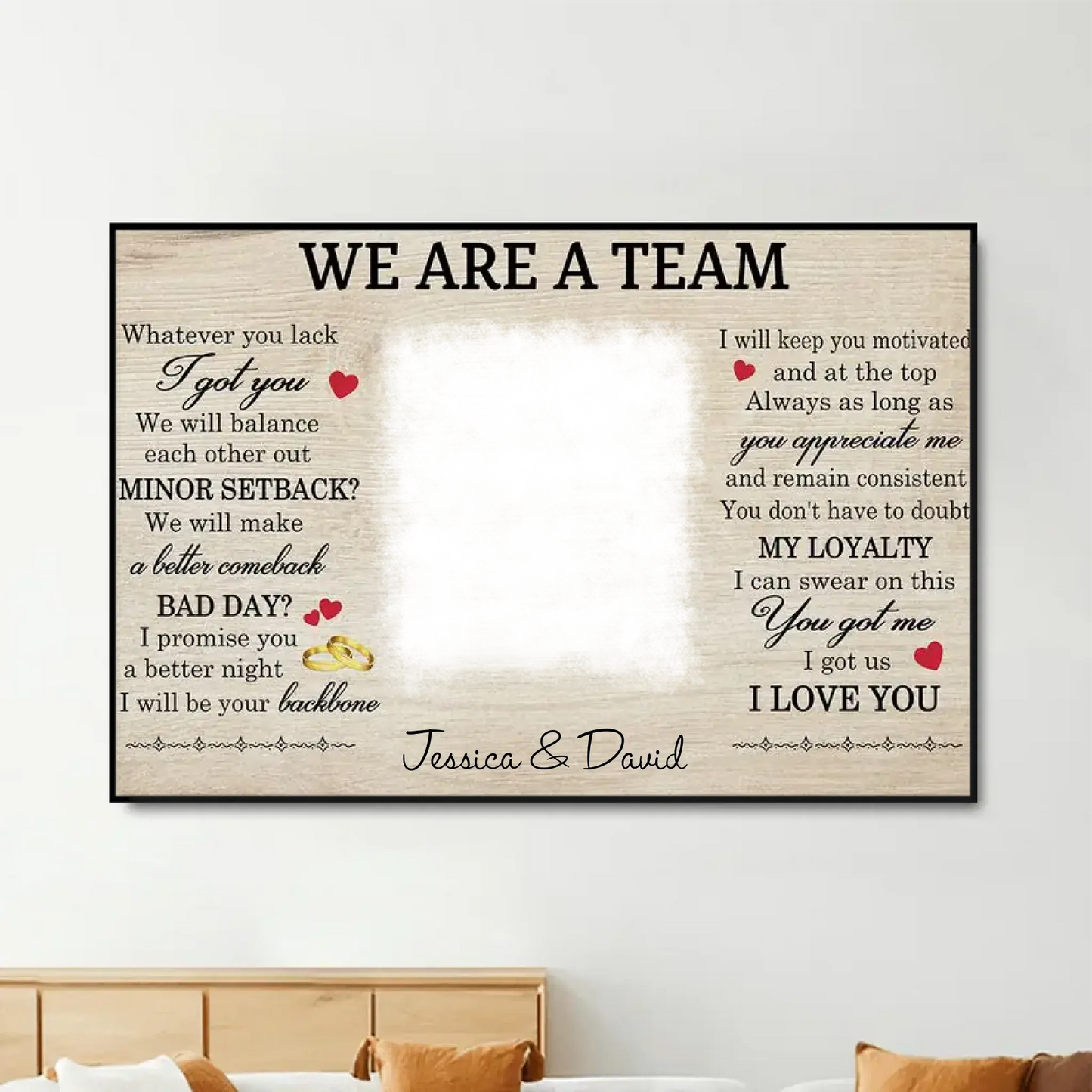 We're a Team Art – Personalized Poster/Canvas – Custom Photo Gift for Couples & Anniversaries Ezcustomize