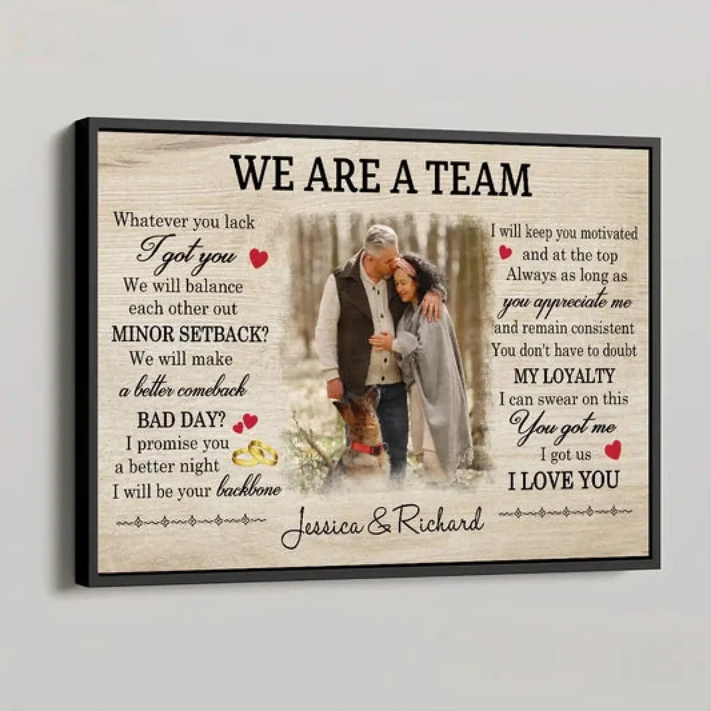 We're a Team Art – Personalized Poster/Canvas – Custom Photo Gift for Couples & Anniversaries Ezcustomize