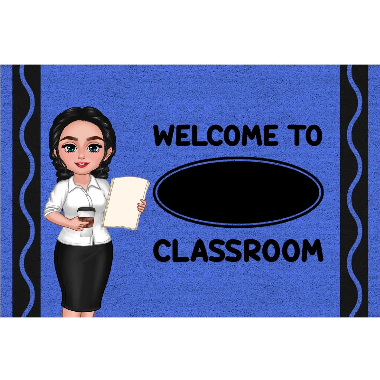Welcome to Teacher’s Classroom Crayon Pattern – Personalized Doormat – Back-to-School Gift & Fun Classroom Decor for Teachers Ezcustomize