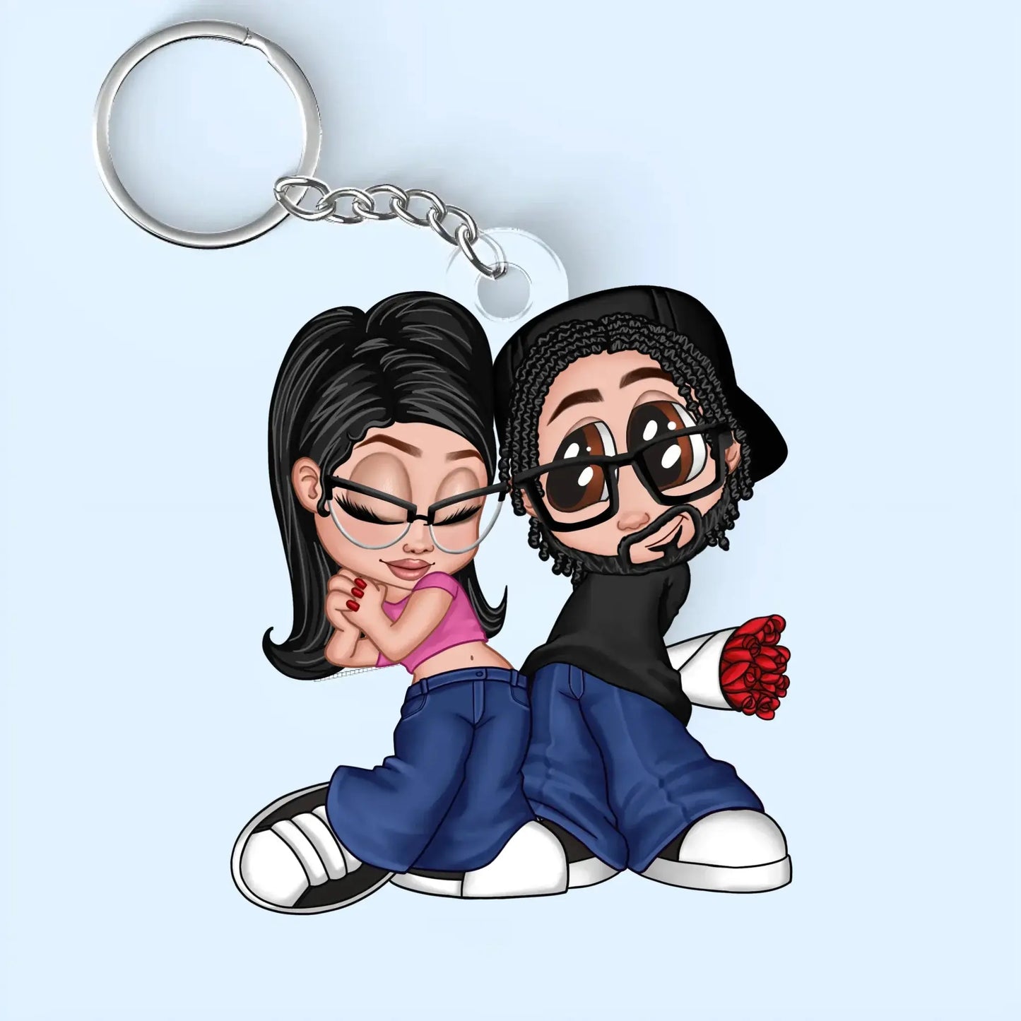 Y2K Couple Personalized Acrylic Keychain - Gift For Her/Him, Husband/Wife, Couples on Anniversary, Valentine's Day Ezcustomize