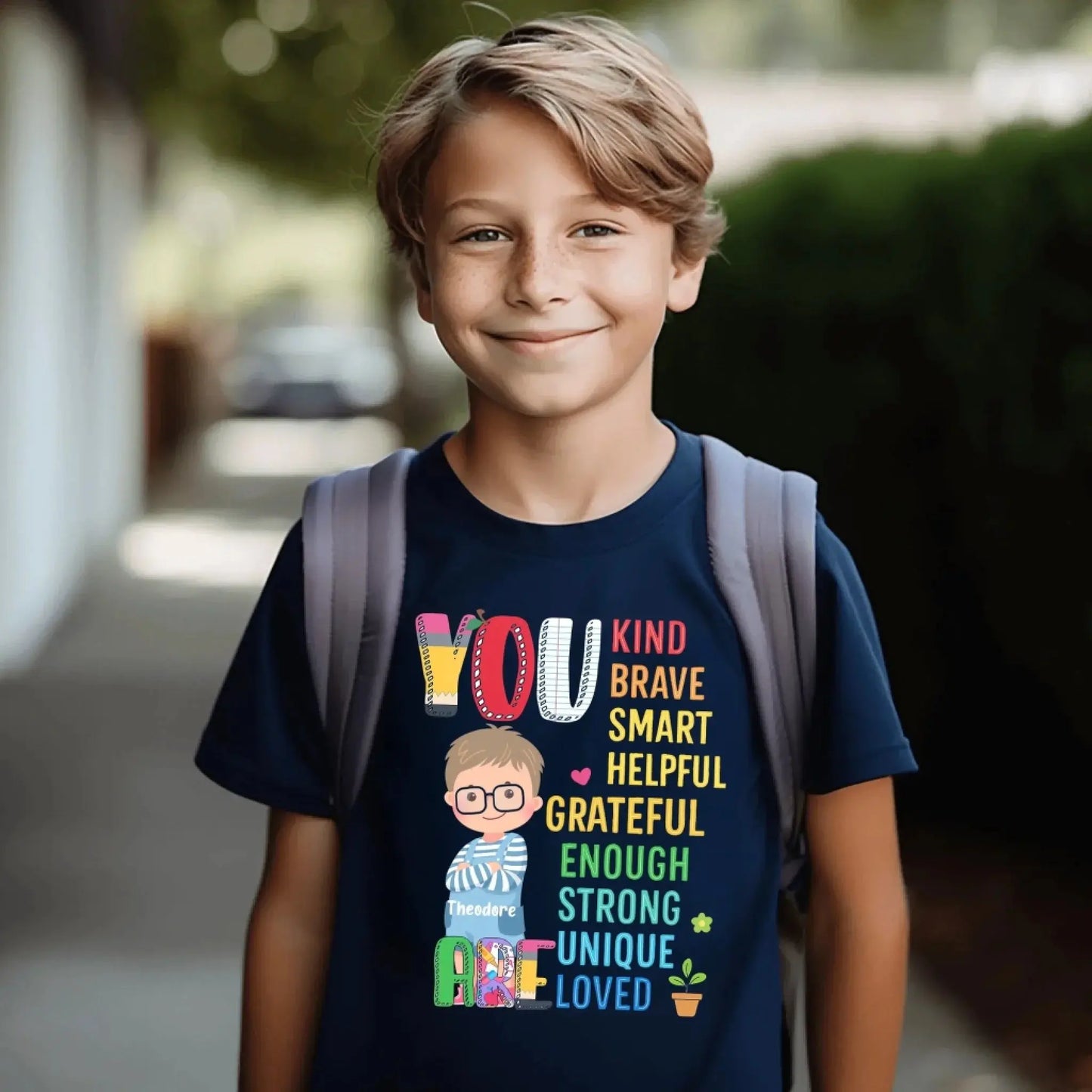 You Are Loved Shirt – Personalized Youth T-Shirt with Custom Character & Name – Back to School Gift for Kids, Boys or Girls Ezcustomize