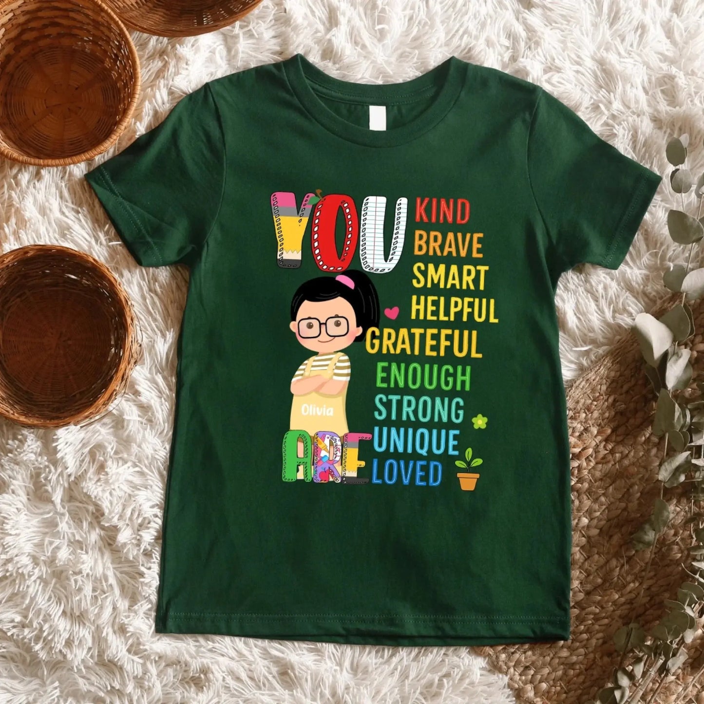 You Are Loved Shirt – Personalized Youth T-Shirt with Custom Character & Name – Back to School Gift for Kids, Boys or Girls Ezcustomize