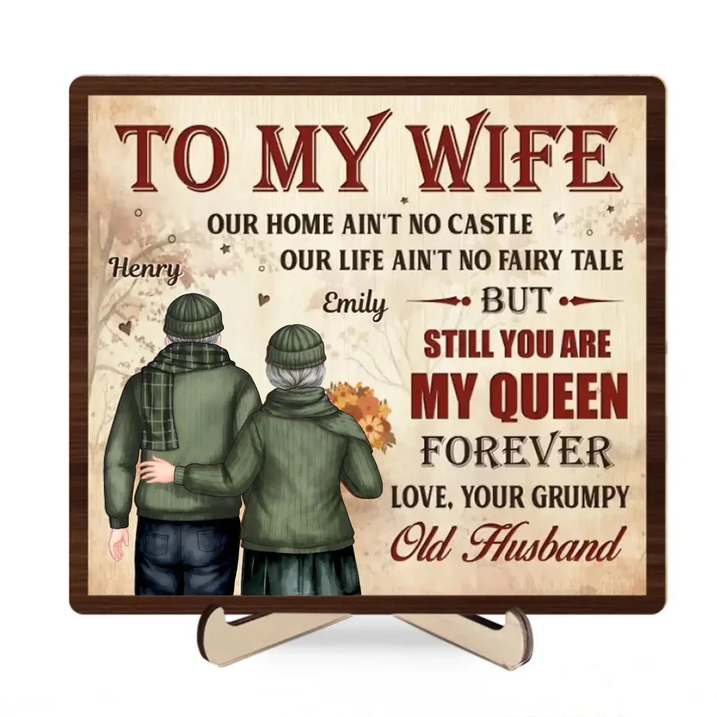 You Are My Queen Forever – Personalized 2-Layered Wooden Plaque with Stand, Custom Anniversary Gift for Husband & Wife Ezcustomize