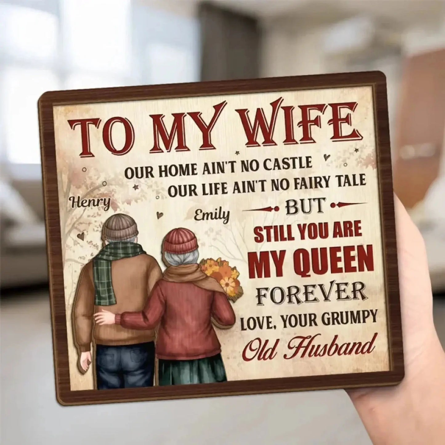You Are My Queen Forever – Personalized 2-Layered Wooden Plaque with Stand, Custom Anniversary Gift for Husband & Wife Ezcustomize