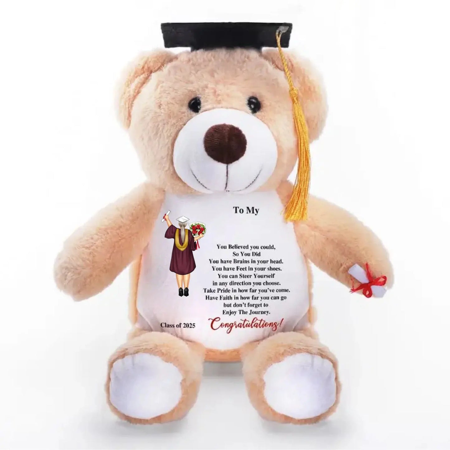 You Believed You Could – Personalized Graduation Teddy Bear – Gift for Daughter, Granddaughter, Son, Grandson Ezcustomize