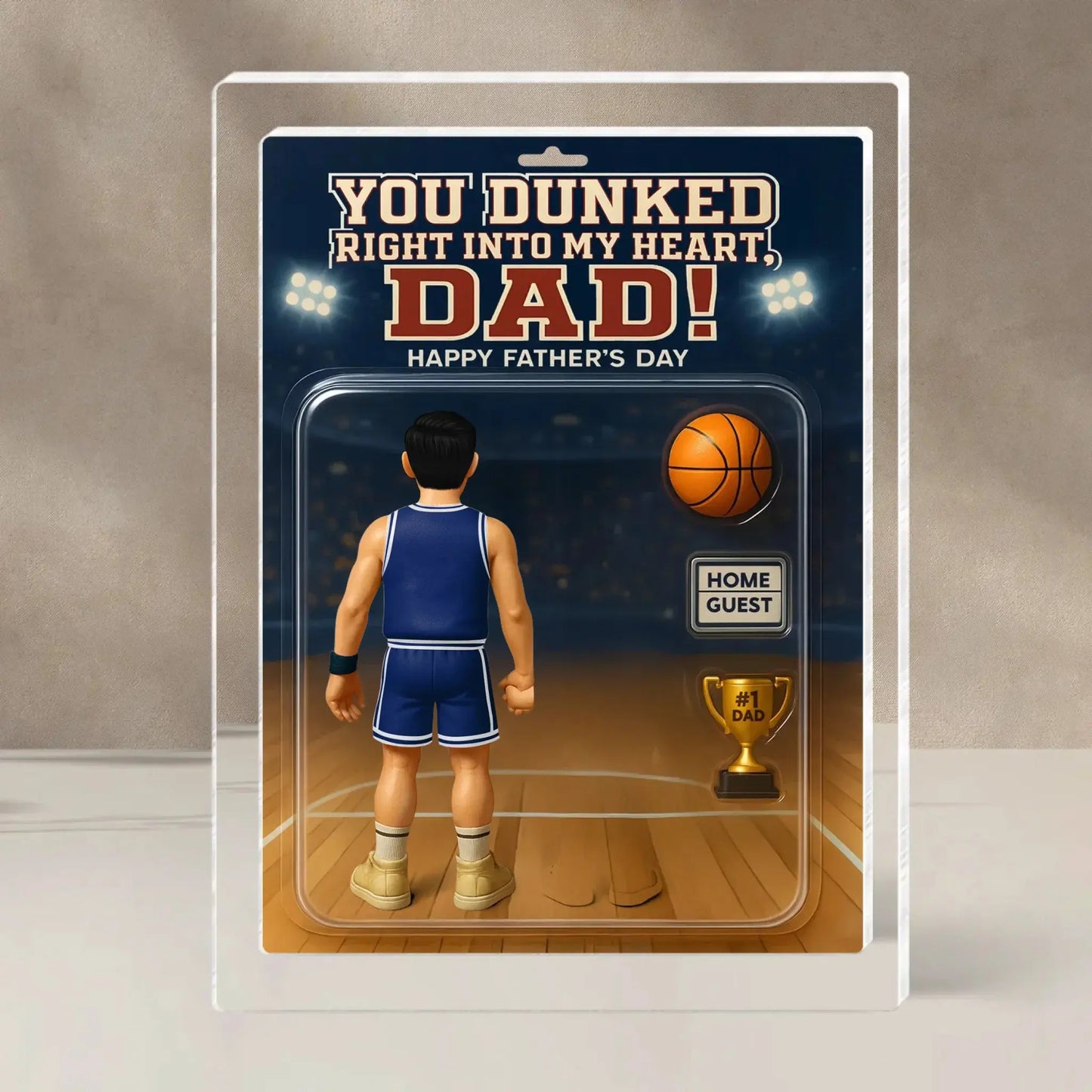 You Dunked Right into My Heart Dad – Personalized Basketball Acrylic Block Plaque – Custom Father's Day Gift from Kids or Wife Ezcustomize
