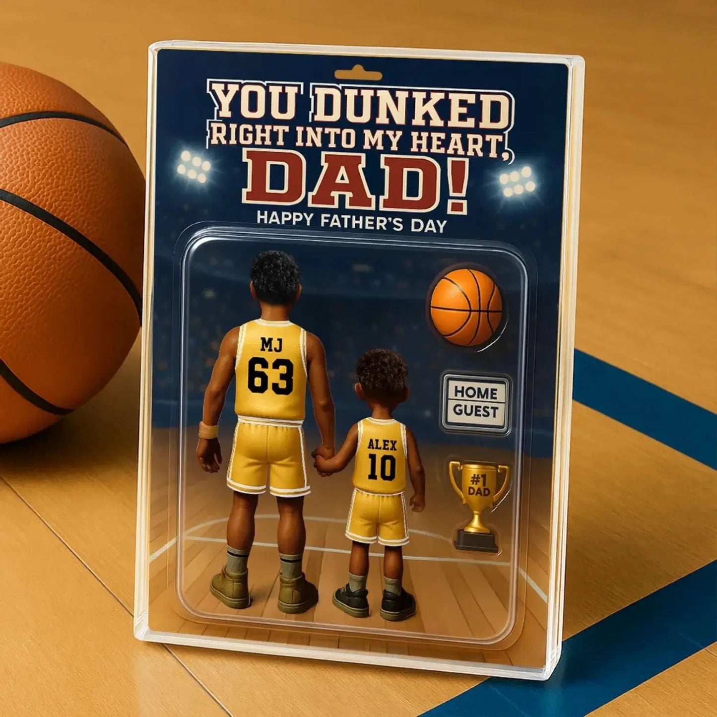 You Dunked Right into My Heart Dad – Personalized Basketball Acrylic Block Plaque – Custom Father's Day Gift from Kids or Wife Ezcustomize