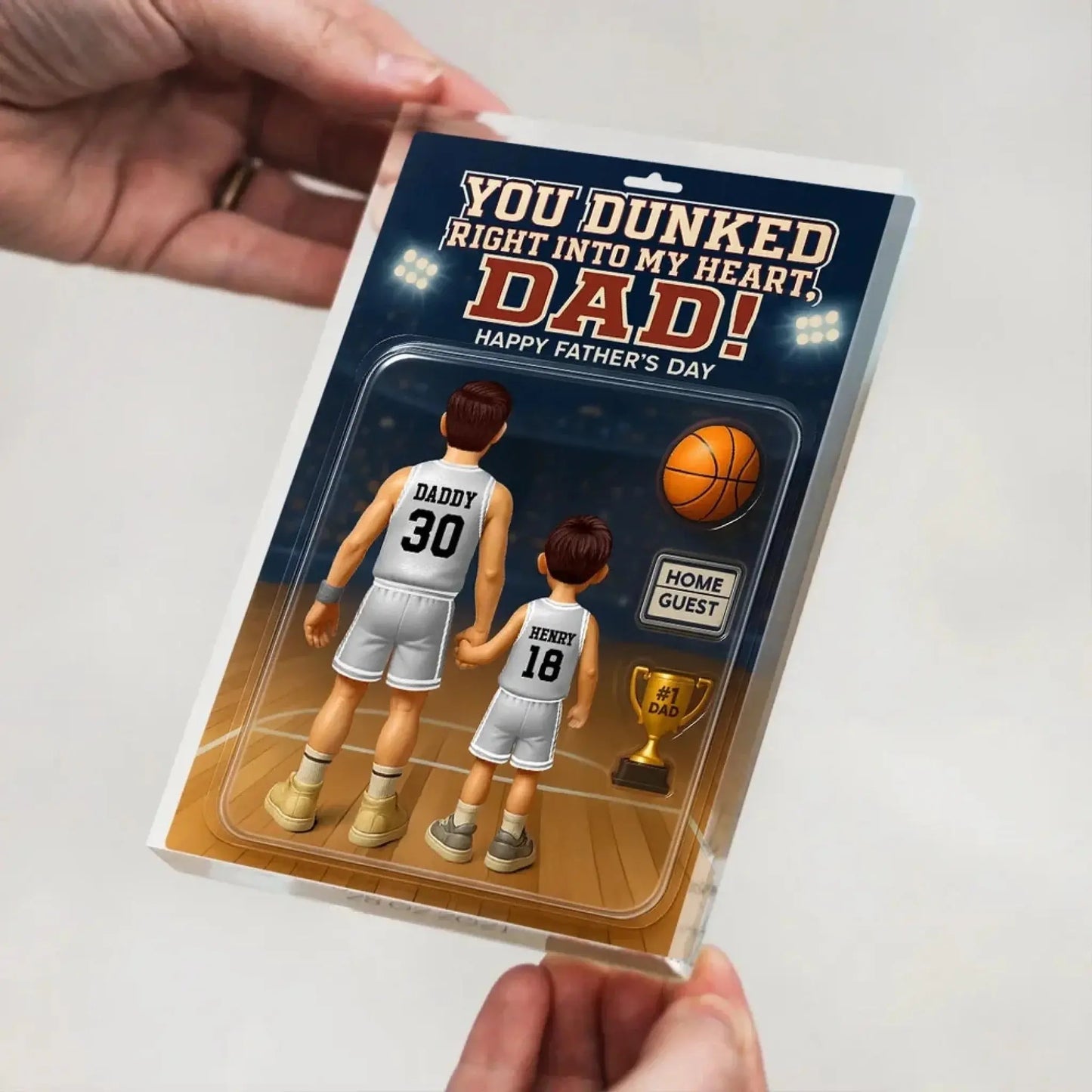 You Dunked Right into My Heart Dad – Personalized Basketball Acrylic Block Plaque – Custom Father's Day Gift from Kids or Wife Ezcustomize