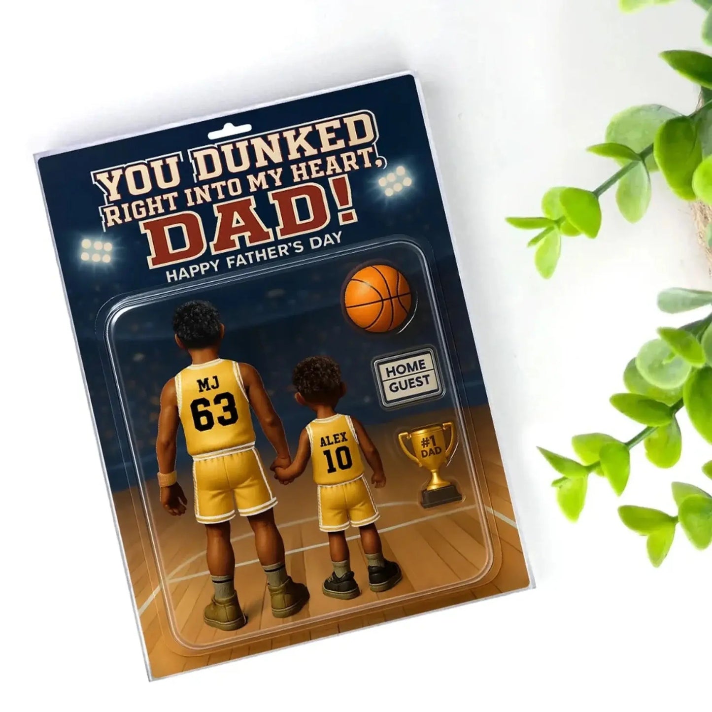 You Dunked Right into My Heart Dad – Personalized Basketball Acrylic Block Plaque – Custom Father's Day Gift from Kids or Wife Ezcustomize