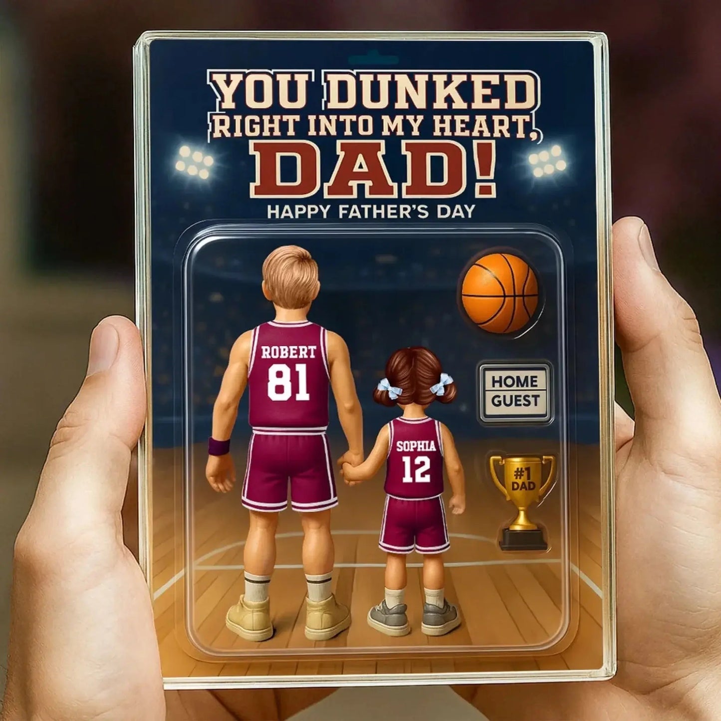 You Dunked Right into My Heart Dad – Personalized Basketball Acrylic Block Plaque – Custom Father's Day Gift from Kids or Wife Ezcustomize