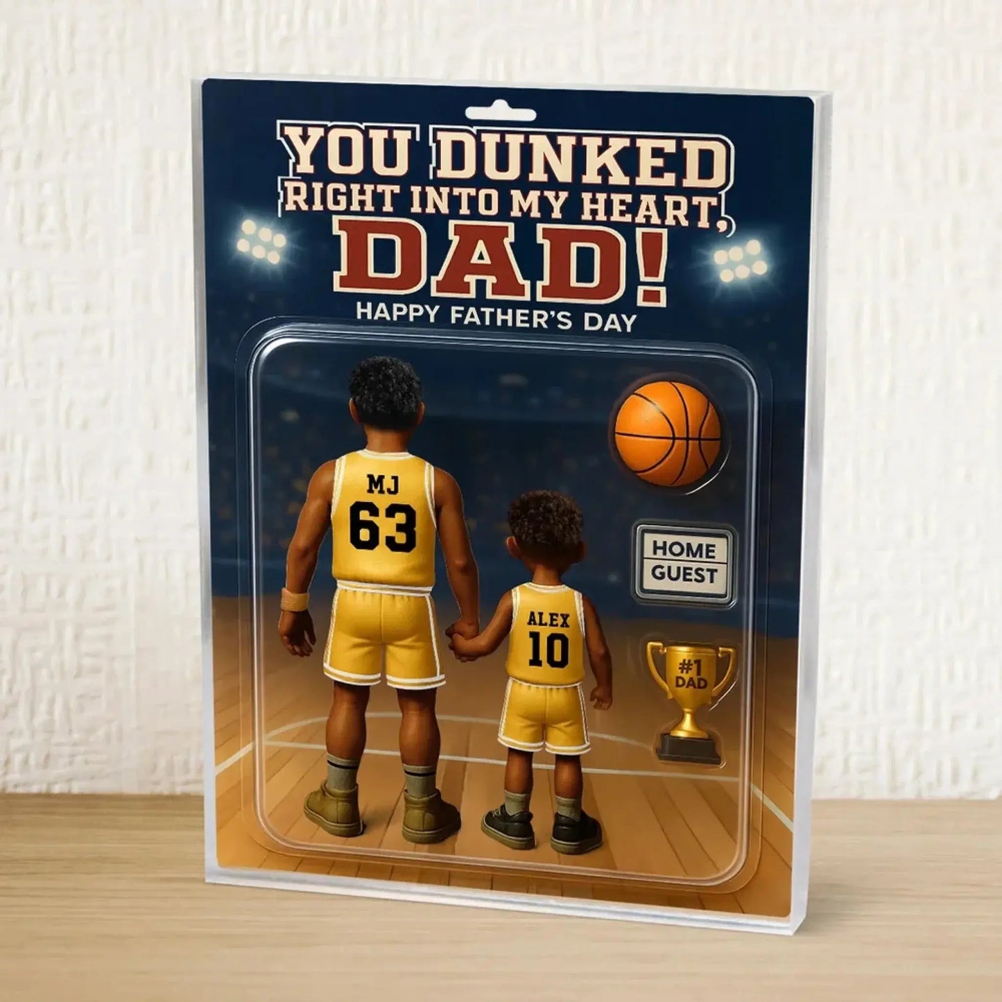 You Dunked Right into My Heart Dad – Personalized Basketball Acrylic Block Plaque – Custom Father's Day Gift from Kids or Wife Ezcustomize