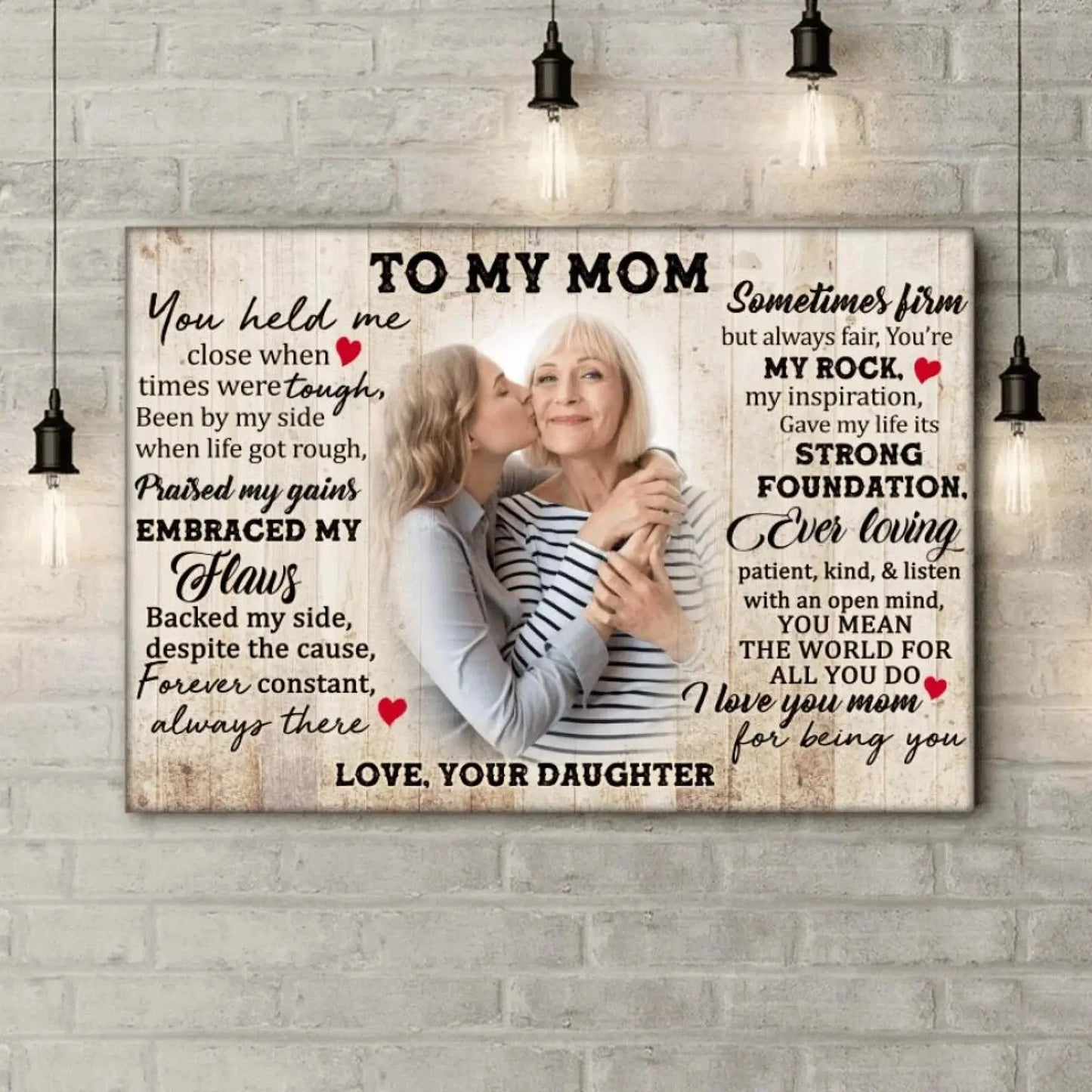 "You Held Me Close When Times Were Tough" Quote Art – Personalized Poster/Canvas – Heartfelt Gift for Mom from Daughter or Son Ezcustomize