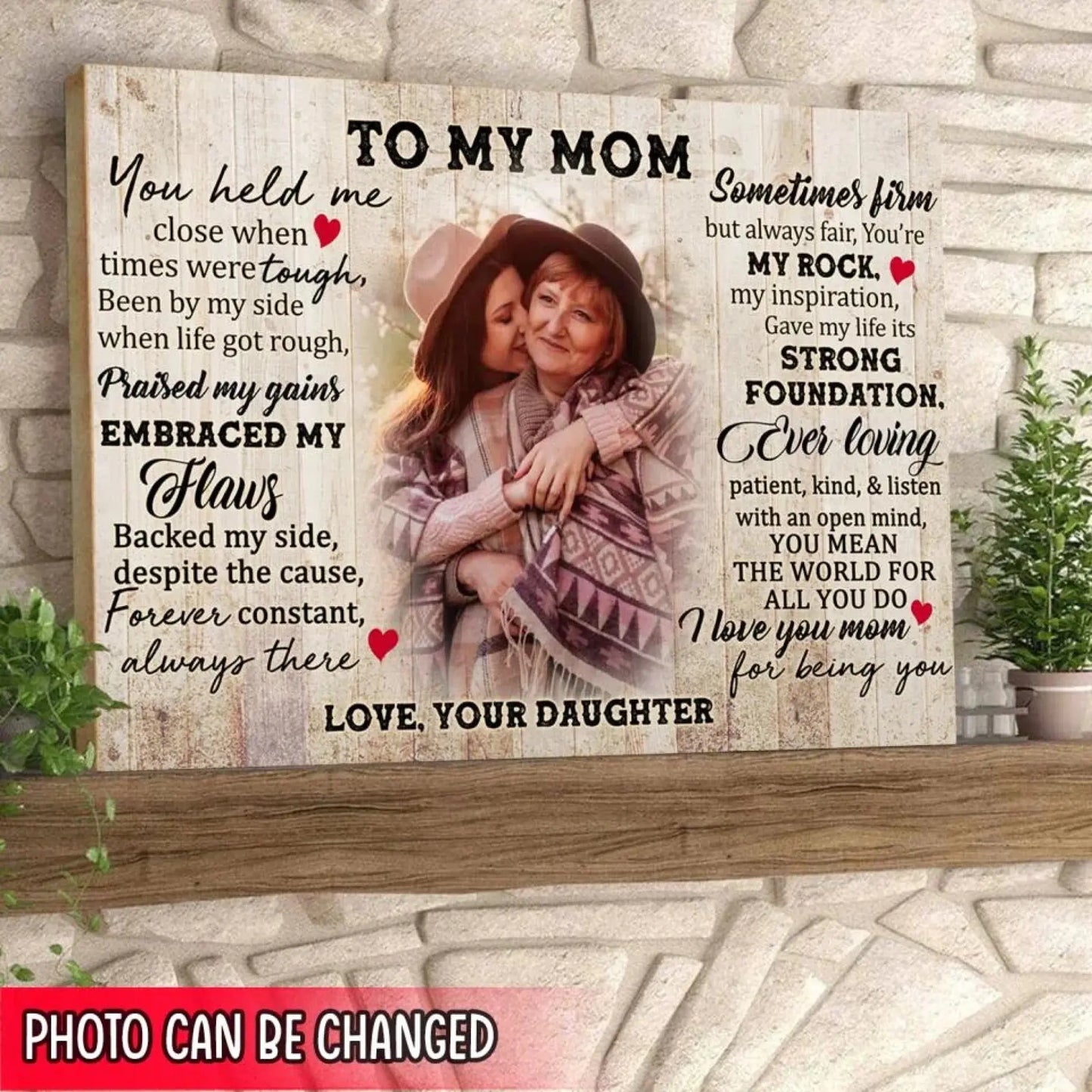 "You Held Me Close When Times Were Tough" Quote Art – Personalized Poster/Canvas – Heartfelt Gift for Mom from Daughter or Son Ezcustomize
