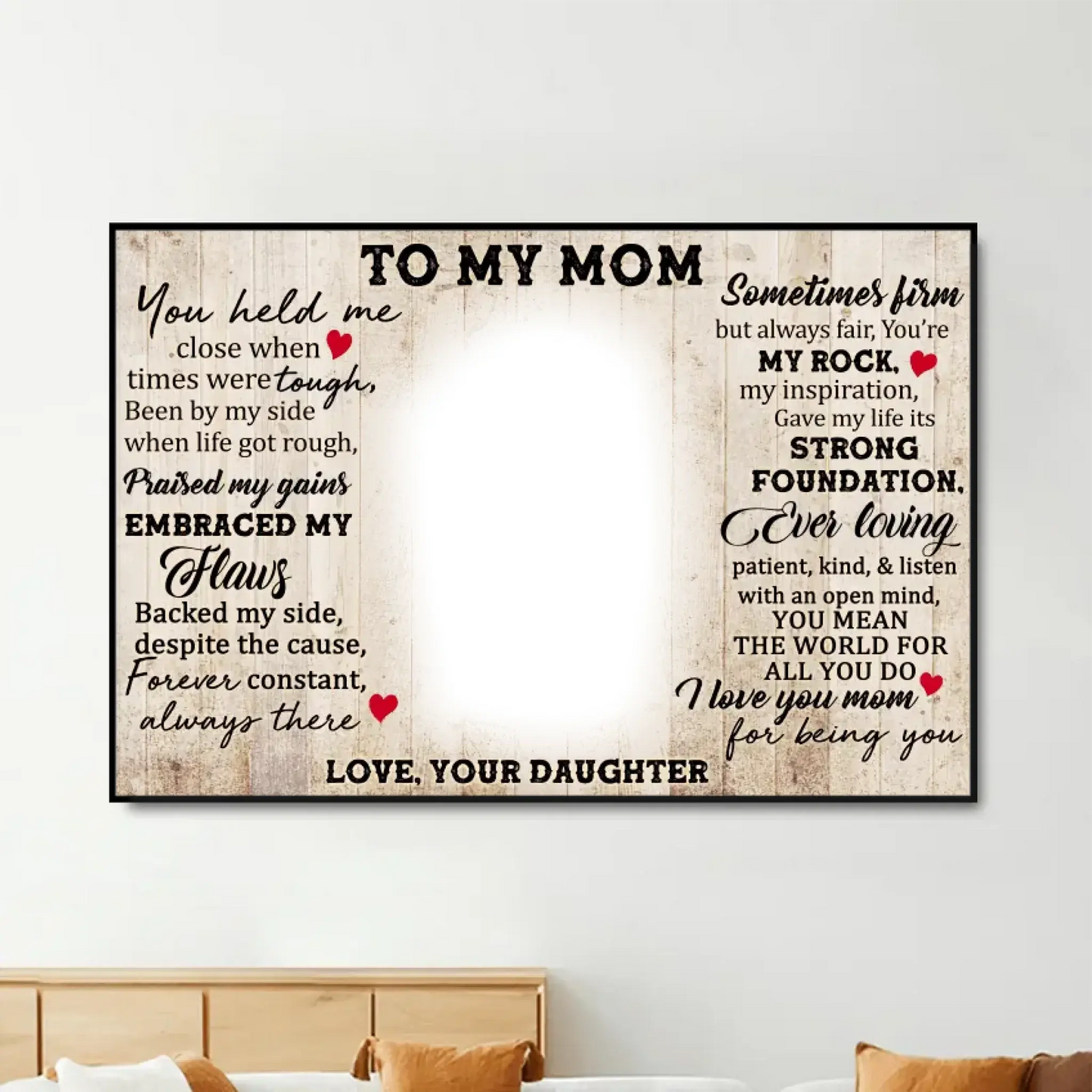 "You Held Me Close When Times Were Tough" Quote Art – Personalized Poster/Canvas – Heartfelt Gift for Mom from Daughter or Son Ezcustomize