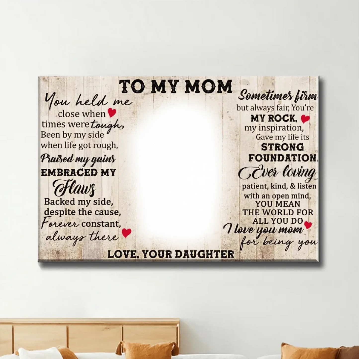 "You Held Me Close When Times Were Tough" Quote Art – Personalized Poster/Canvas – Heartfelt Gift for Mom from Daughter or Son Ezcustomize